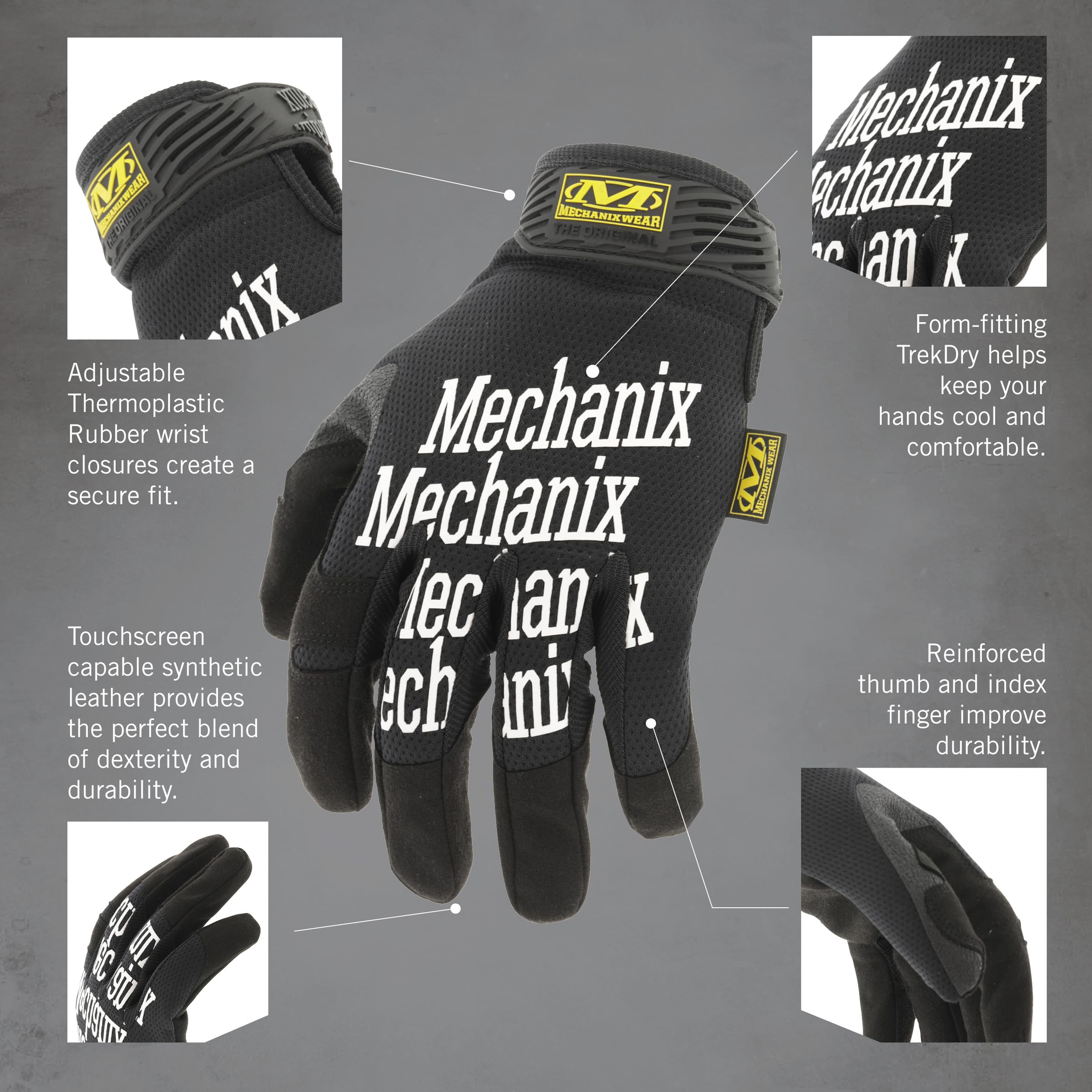 Mechanix Wear: The Original Work Glove with Secure Fit, Synthetic Leather Performance Gloves for Multi-purpose Use, Durable, Touchscreen Capable Safety Gloves for Men (Black, Large)