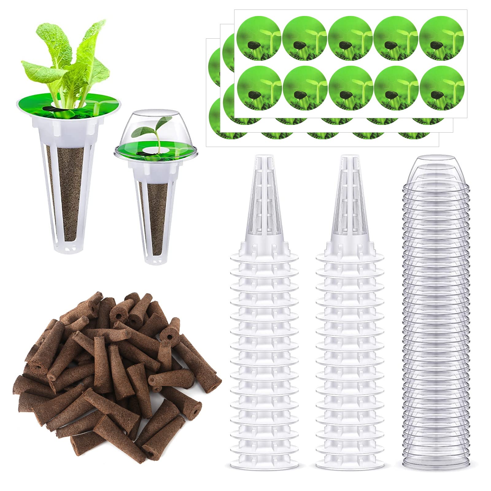 120 Pcs Seed Pods Kit for Aerogarden, Hydroponic Grow Anything Kit for Seed Starting System with 30 Grow Sponges,30 Grow Baskets, 30 Pod Labels,30 Planting Domes