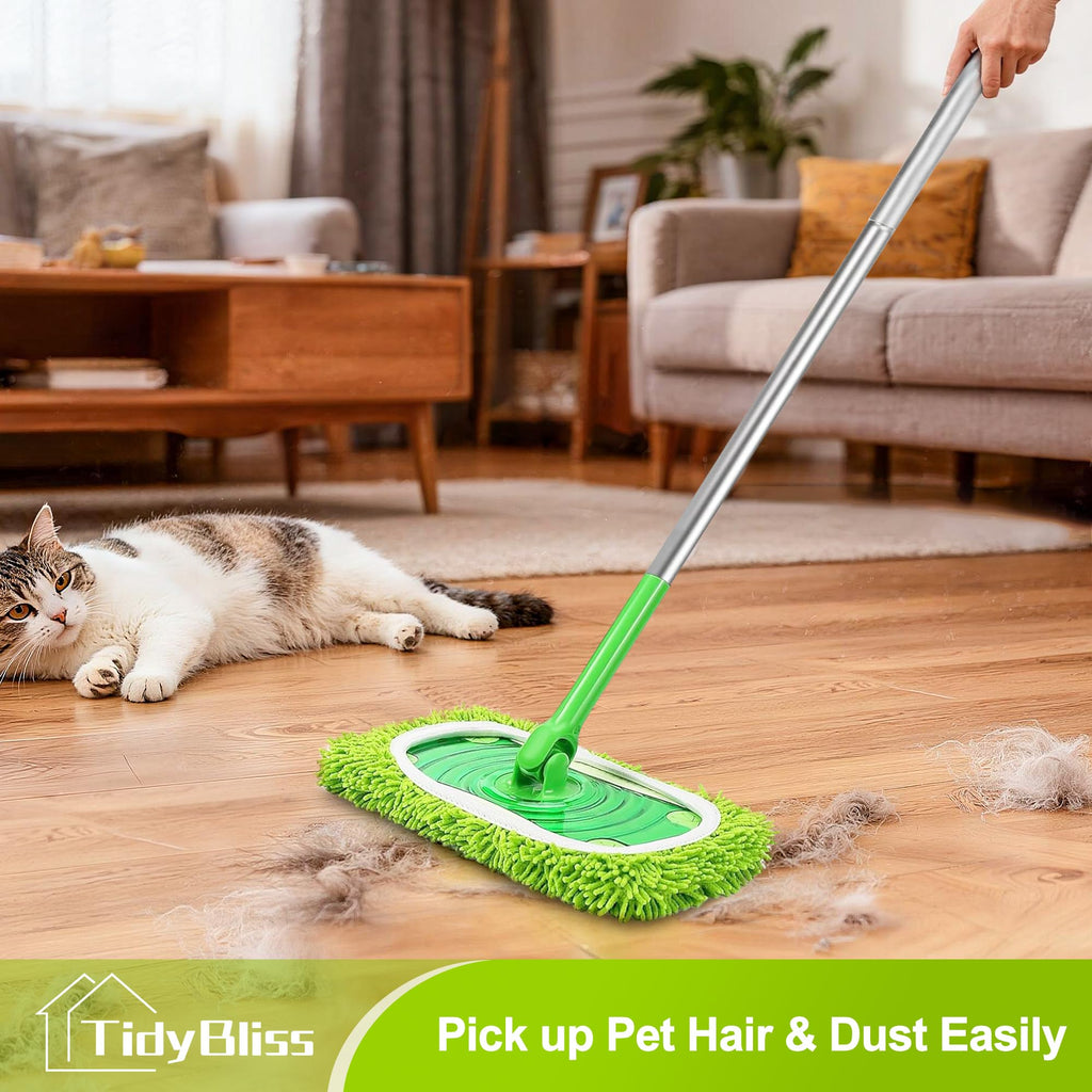 TidyBliss Reusable Microfiber Mop Pads 4 Pack Dry Sweeping Cloths & Wet Mopping Cloths Compatible with Swiiffer Sweeper