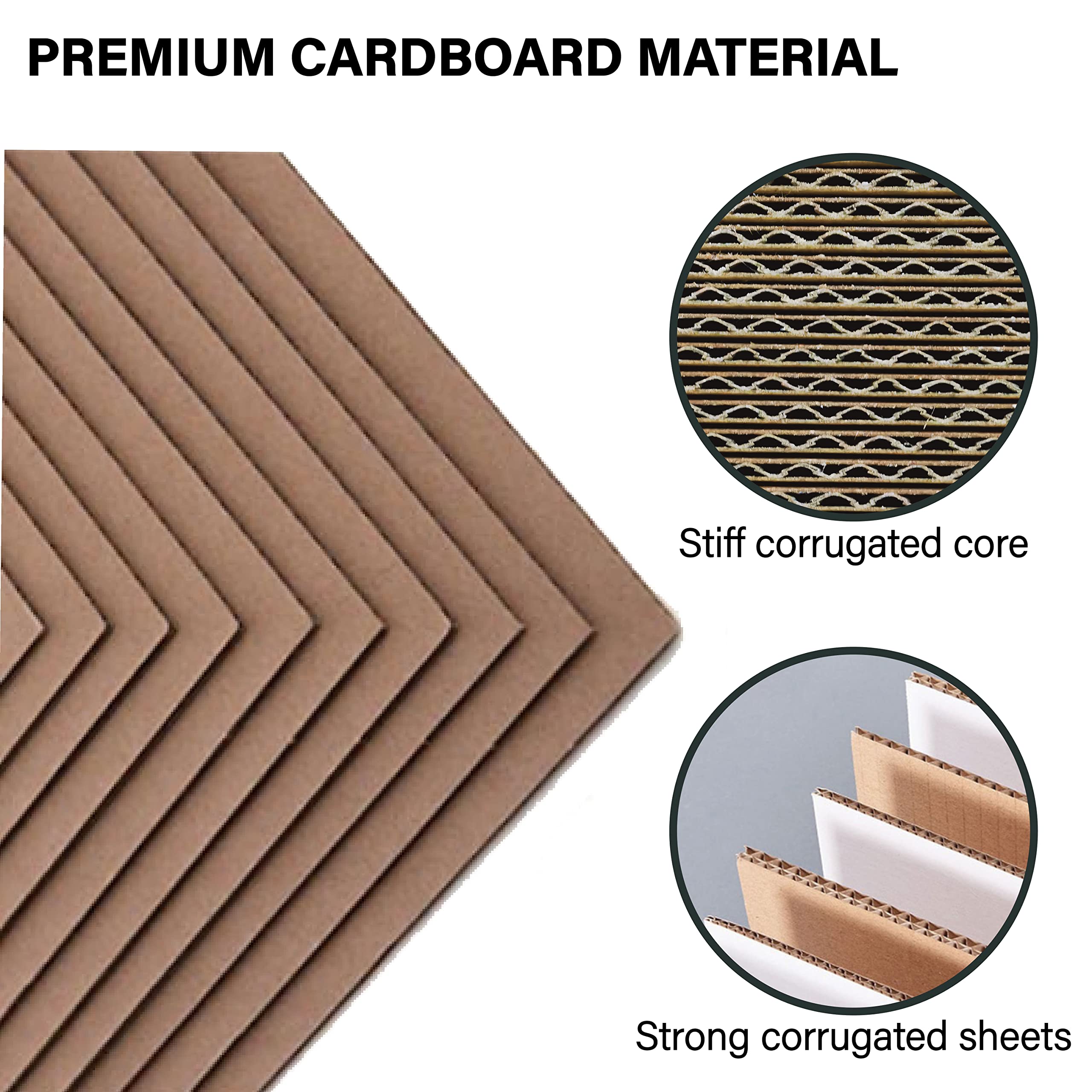 50 Packs 11x17 Inch Corrugated Cardboard Sheets, Premium Brown Kraft Corrugated Pads Cardboard Inserts Bulk Flat for T-Shirts, Shipping, Mailing, DIY Décor and Crafts