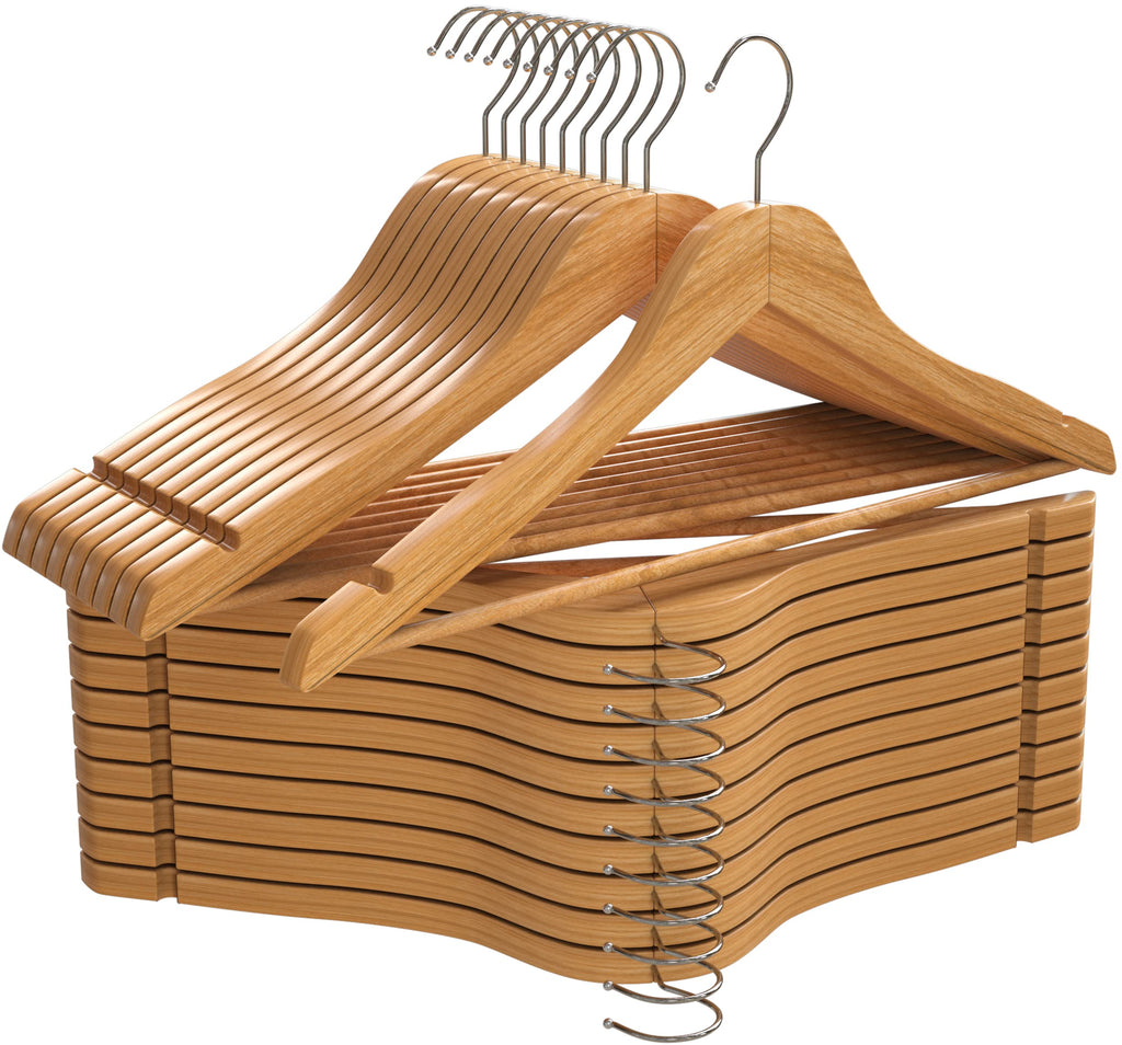 Utopia Home Premium Wooden Hangers 20 Pack - Heavy Duty & Durable Coat Hanger - Wood Hanger with 360-Degree Rotatable Hook - Clothes Hangers with Non-Slip Shoulder Notches For Shirts & Coats (Natural)