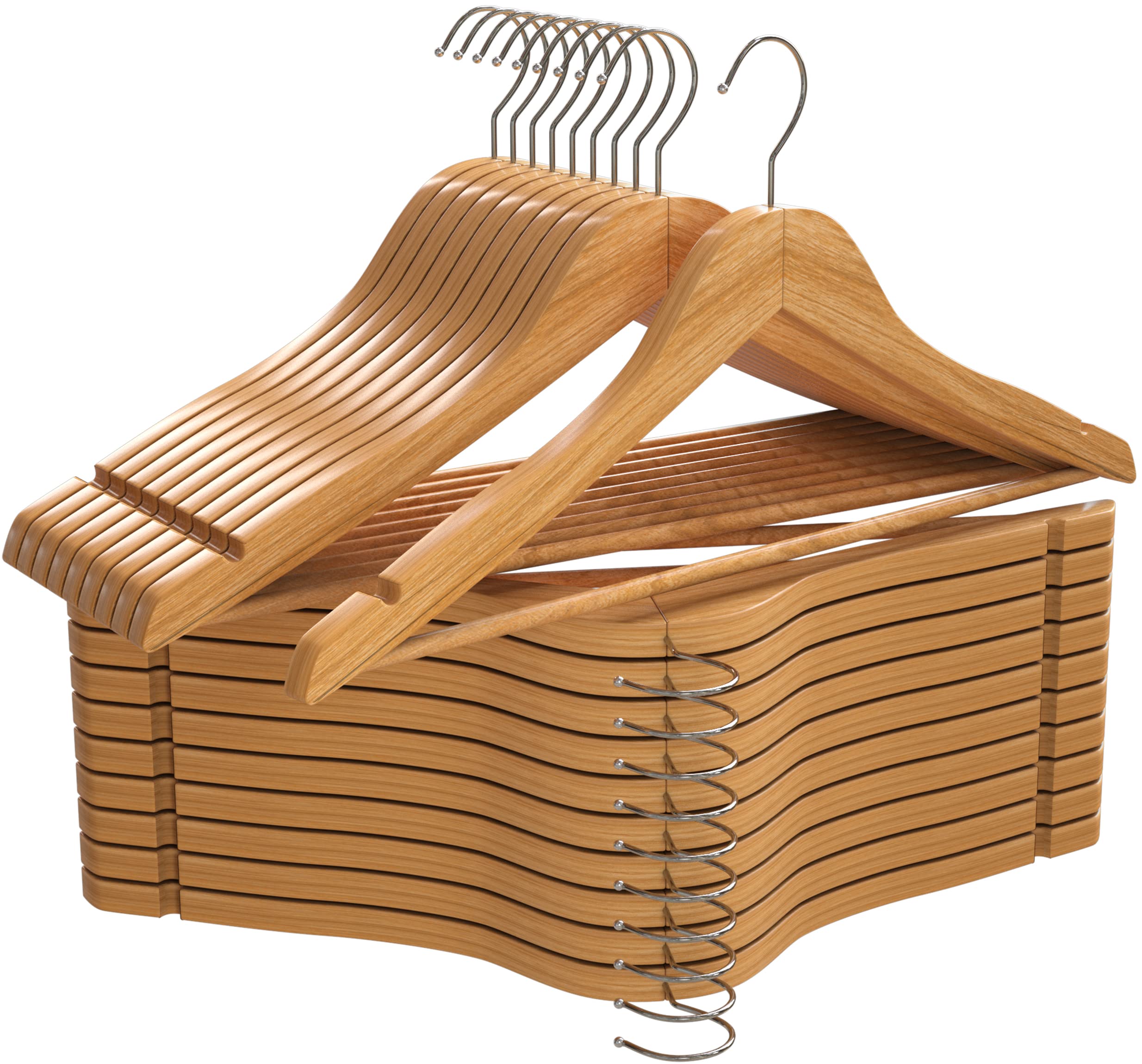Utopia Home Premium Wooden Hangers 20 Pack - Heavy Duty & Durable Coat Hanger - Wood Hanger with 360-Degree Rotatable Hook - Clothes Hangers with Non-Slip Shoulder Notches For Shirts & Coats (Natural)