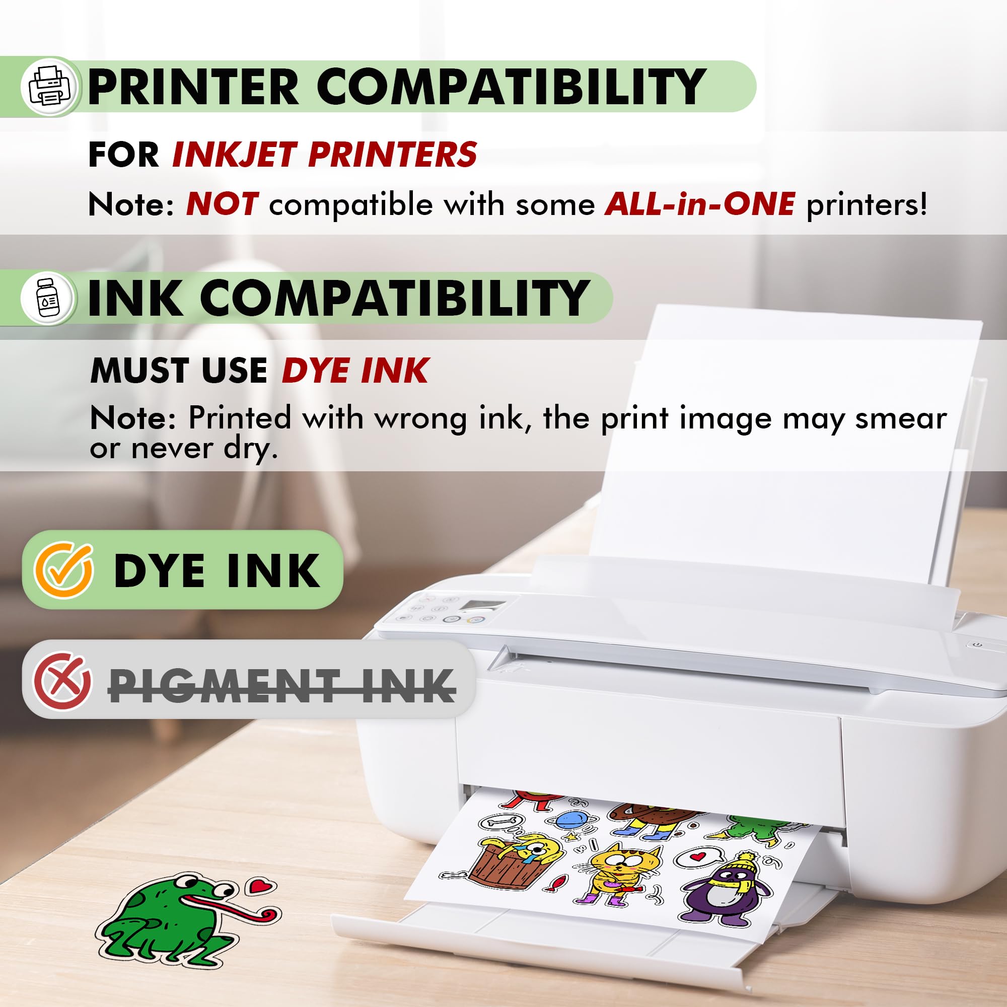 Koala Clear Sticker Paper for Inkjet Printer - Waterproof Clear Printable Vinyl Sticker Paper - 8.5x11 Inch 50 Sheets Transparent Glossy Sticker Paper for DIY Personalized Stickers, Labels, Decals