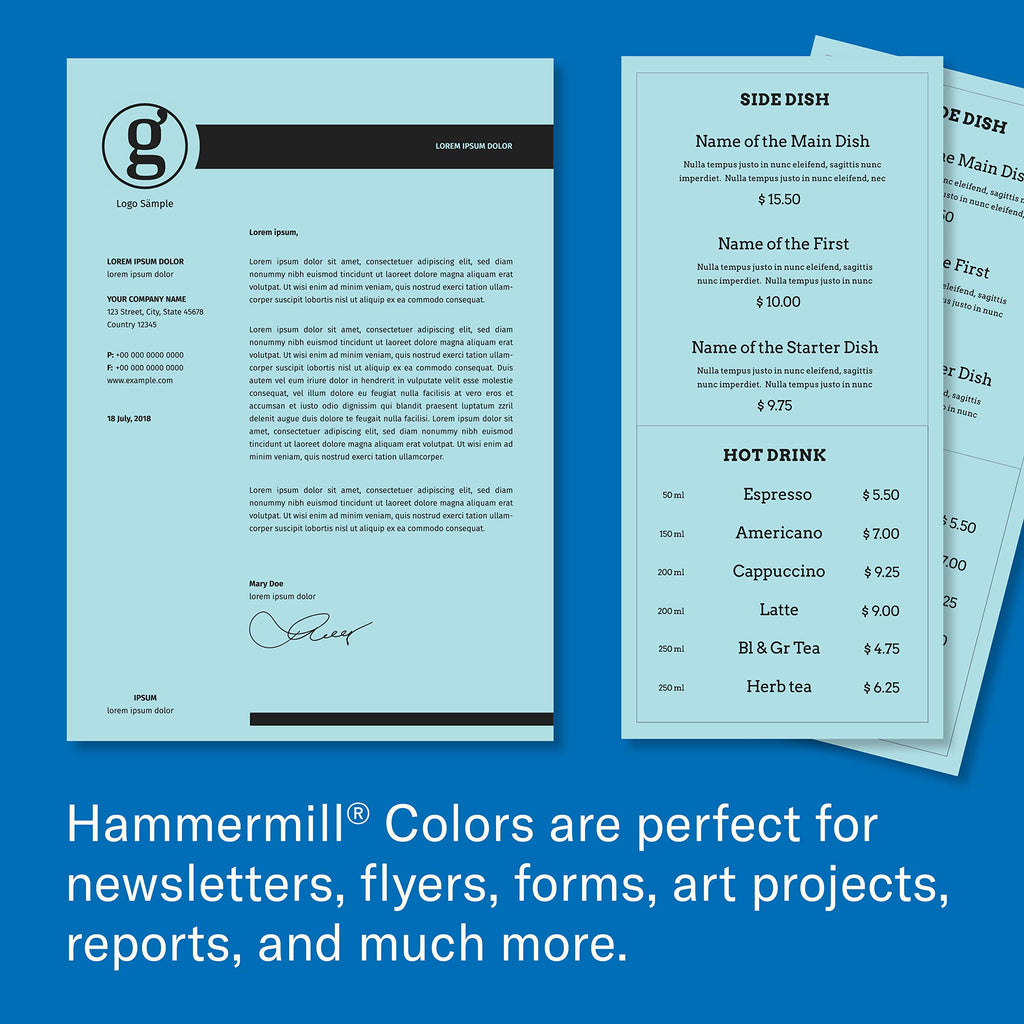 Hammermill Colored Paper, 20 lb Blue Printer Paper, 11 x 17 - 1 Ream (500 Sheets) - Made in the USA, Pastel Paper
