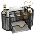 SUPEASY Mesh Desk Organizer, Desk Accessories & Workspace Organizers with Drawers, Pencil Holder for Desk with 9 Compartments for Office Supplies, 8.6 x 4.3 x 4.1 Inch, Black