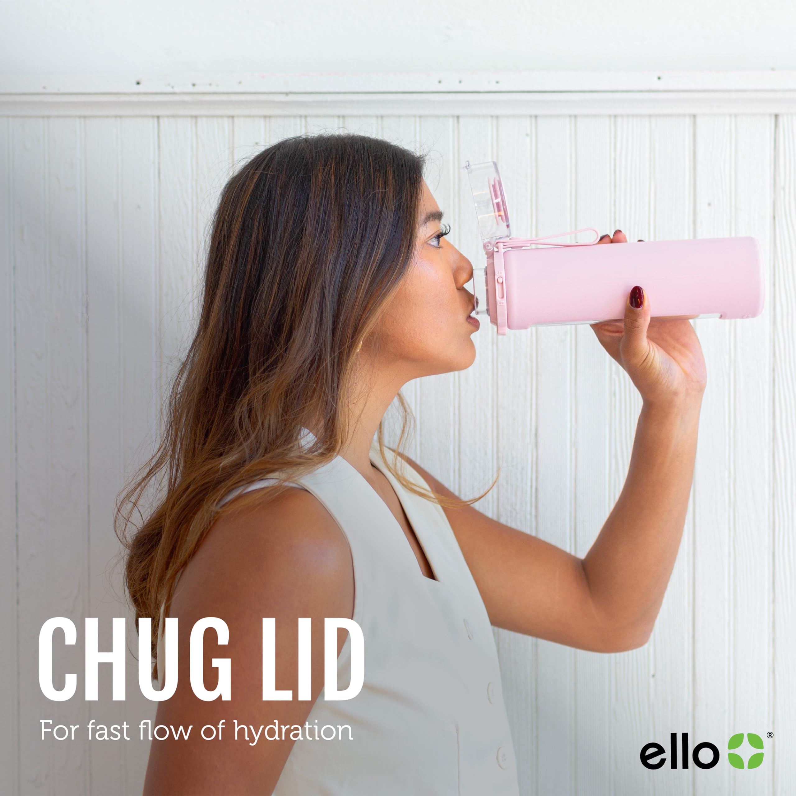 Ello Syndicate 20oz Reusable Glass Water Bottle with One-Touch Leak Proof Flip Lid, Protective Non-Slip Silicone Sleeve, Carry Loop for Coffee, Tea and Water, BPA-free, Dishwasher Safe, Sand