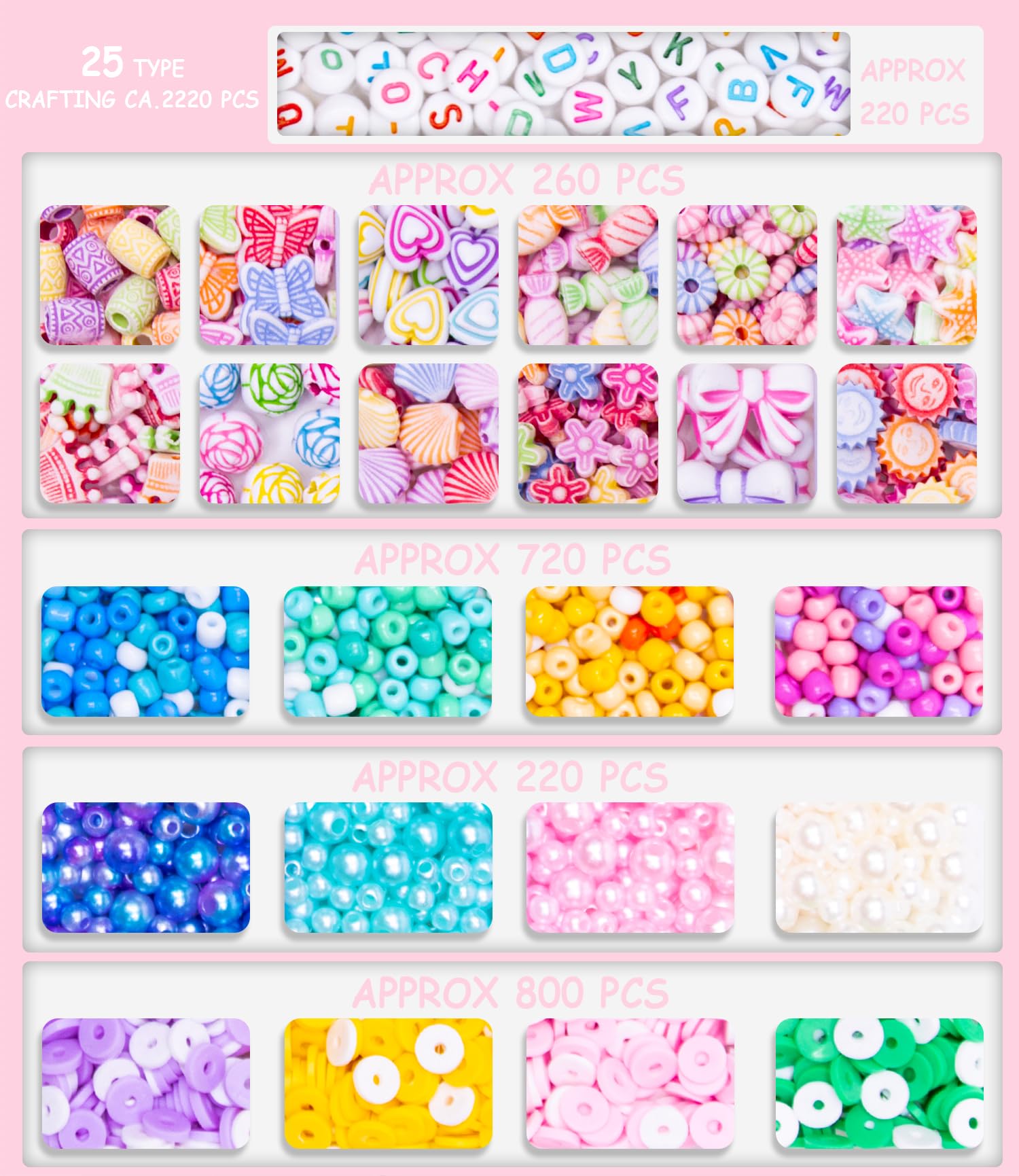 MiuCo Beads for Bracelets Making Kit for Girls Gifts, Art and Crafts for Jewelry Making Kits for Beading Birthday, Party to Friendship Gift
