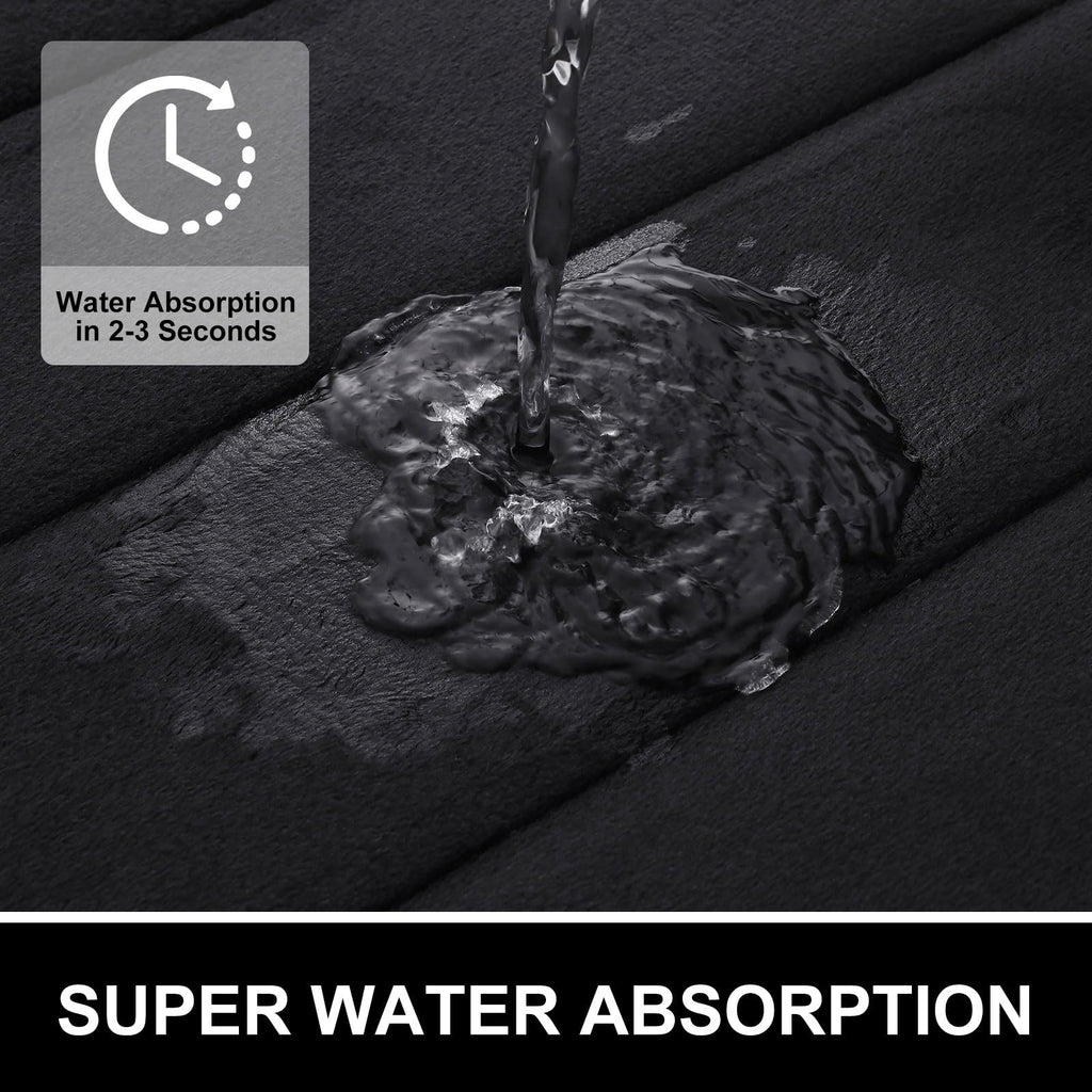 OLANLY Soft Memory Foam Bath Mat, Non-Slip and Super Absorbent Bathroom Mat, Machine Washable Quick Dry Bath Mats for Bathroom, Shower, and Tub, 16" x 24", Black