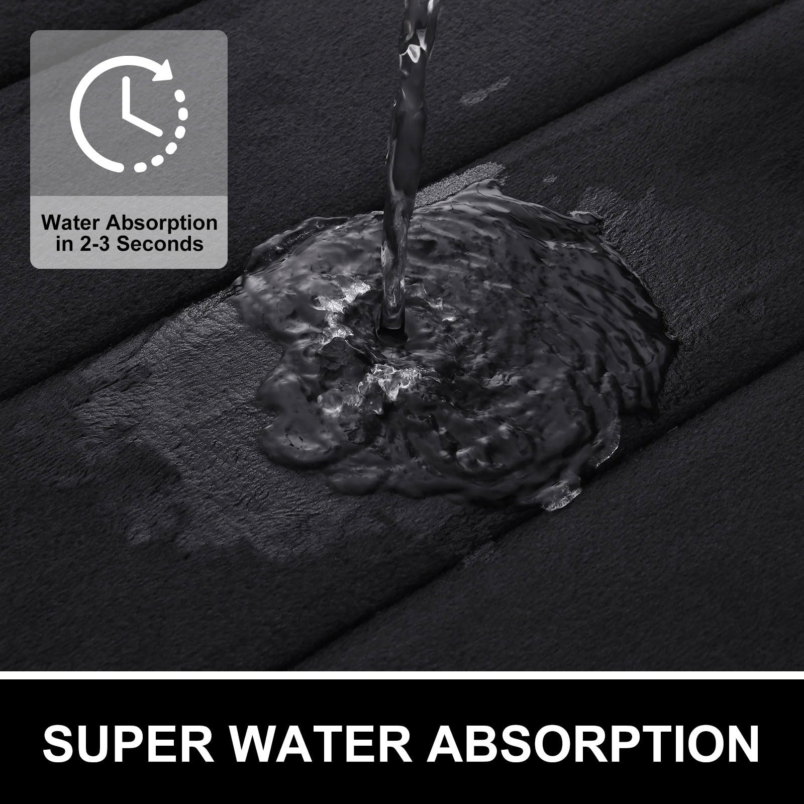 OLANLY Soft Memory Foam Bath Mat, Non-Slip and Super Absorbent Bathroom Mat, Machine Washable Quick Dry Bath Mats for Bathroom, Shower, and Tub, 16" x 24", Black