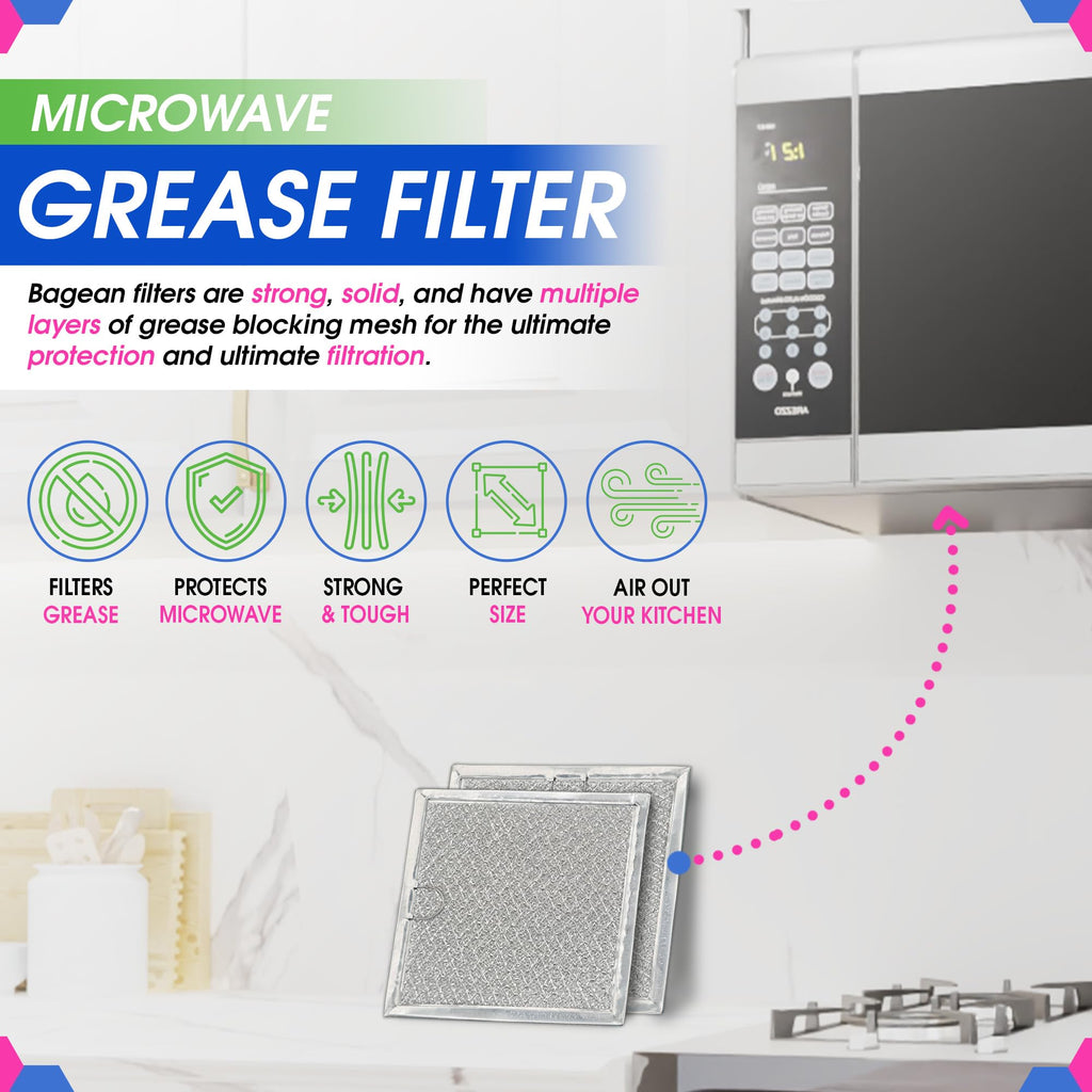 Microwave Filter replacement 6.81" x 6.34" Fits GE WB02X11534 Samsung DE63-00666A Microwave Grease Filter - Freshens and Filters Kitchen Air Entering the Over-the-Range Oven Stove Fan (2-Pack)