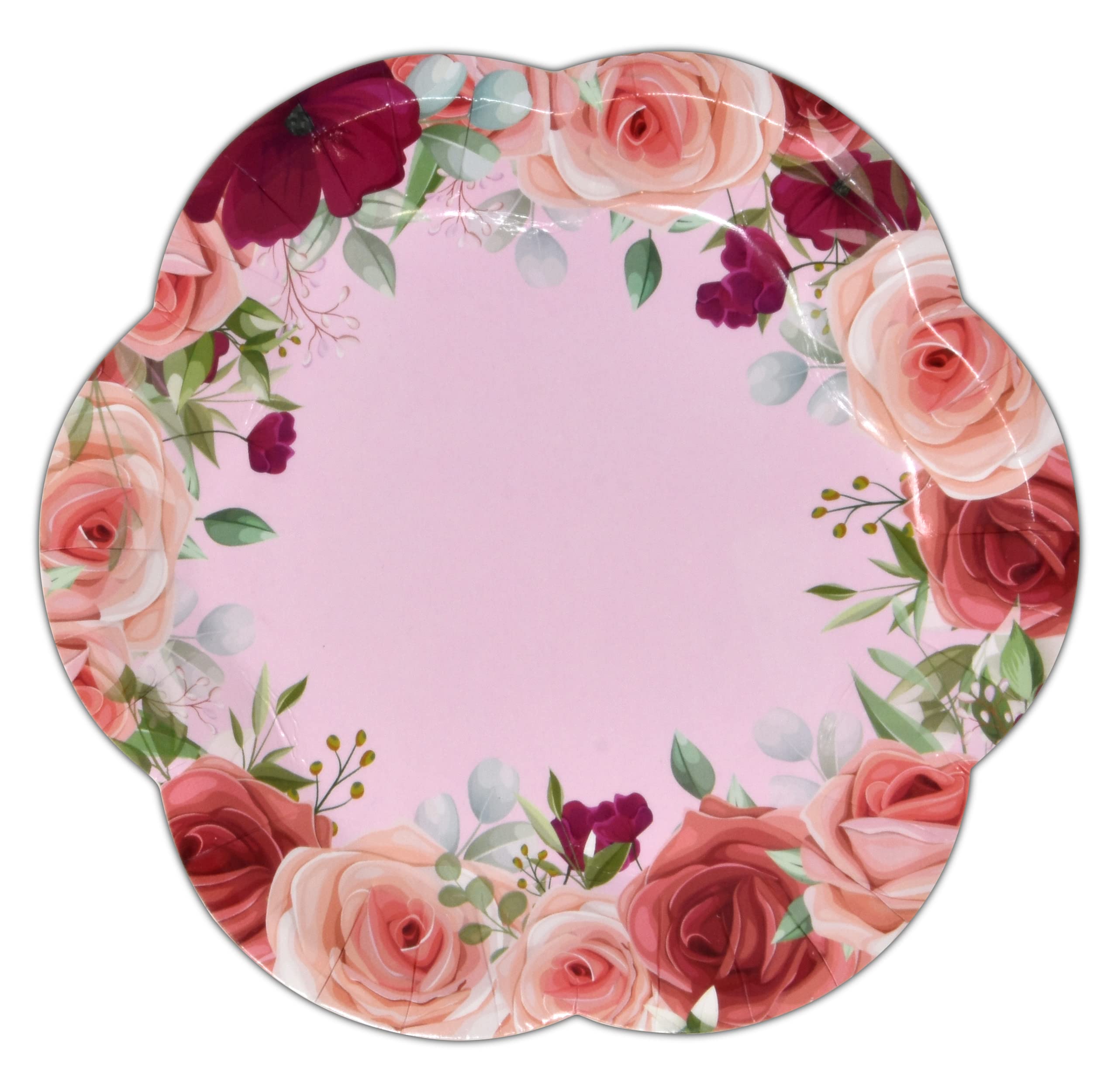 Floral Tea Teacup Party Supplies Set 24 7" Flower Shaped Paper Plates 24 5" Scalloped Saucer Plate 24 7 Oz Tea Cup with Handle 48 Lunch Napkin for Disposable Spring Bridal Baby Shower Wedding Birthday