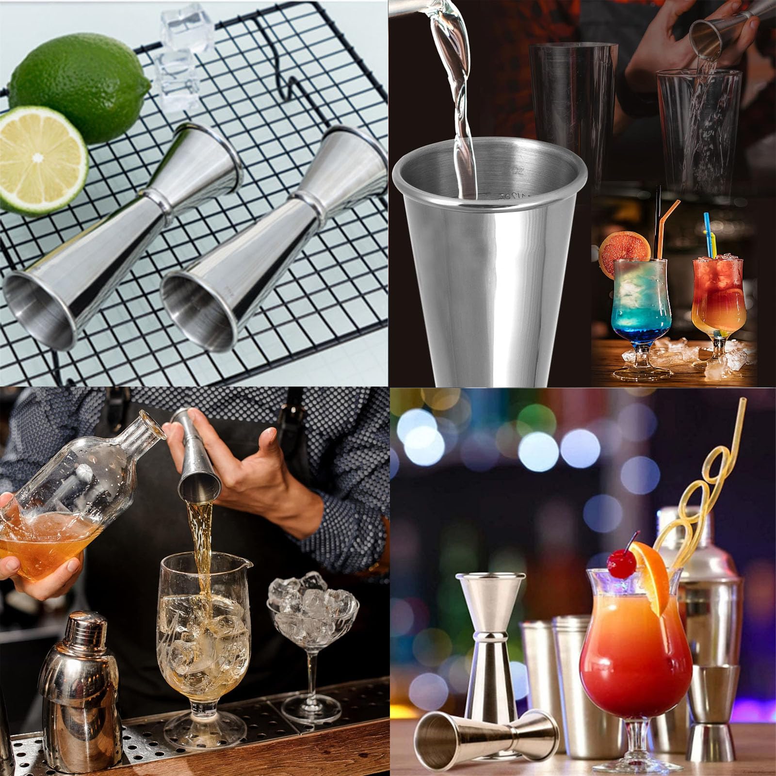 Measuring Jigger & Mixing Spoon Set, Cocktail Jigger for Bartending,Bell Jigger with 1oz and 2oz Measuring Marks, Cocktail Measuring Jigger with Cocktail Spoon,Cocktail Mixing Spoon,bar Mixing Spoon