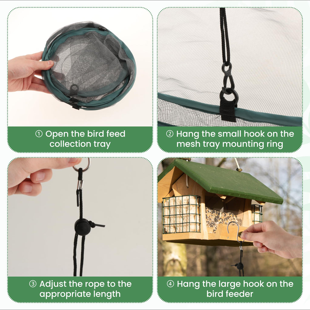 Bird Seed Catcher Tray Seed Hoop Hanging Hoop Garden Accessories for Bee Feeder Birds Lover Gardener Farmer,Seed Tray Platform, Outdoor Garden Accessories, Diameter 61cm