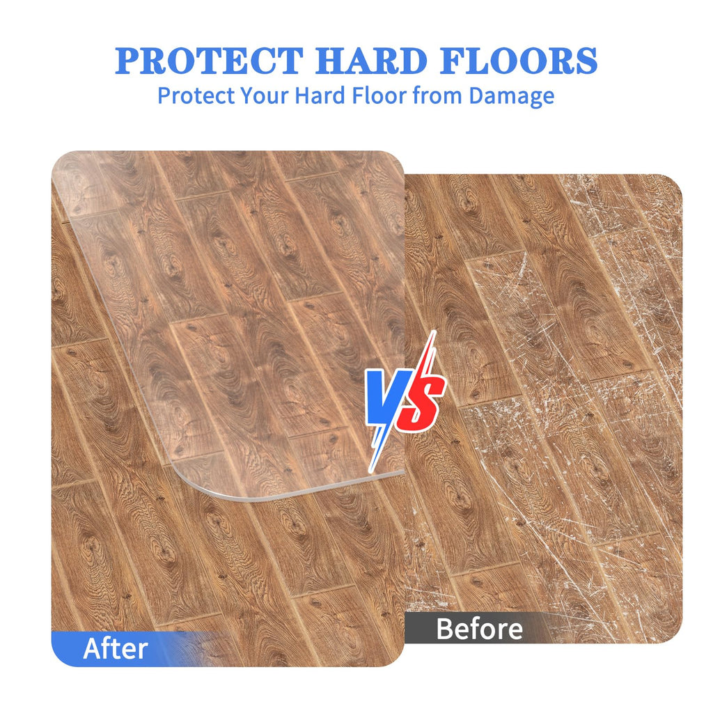 WASJOYE Chair Mat for Hardwood Tile Floor, 36"x48" PVC Floor Protector Cover Rug Mat with Non-Slip Frosted Back, Heavy Duty for Home Office Computer Desk Rolling Chair, Easy Expanded