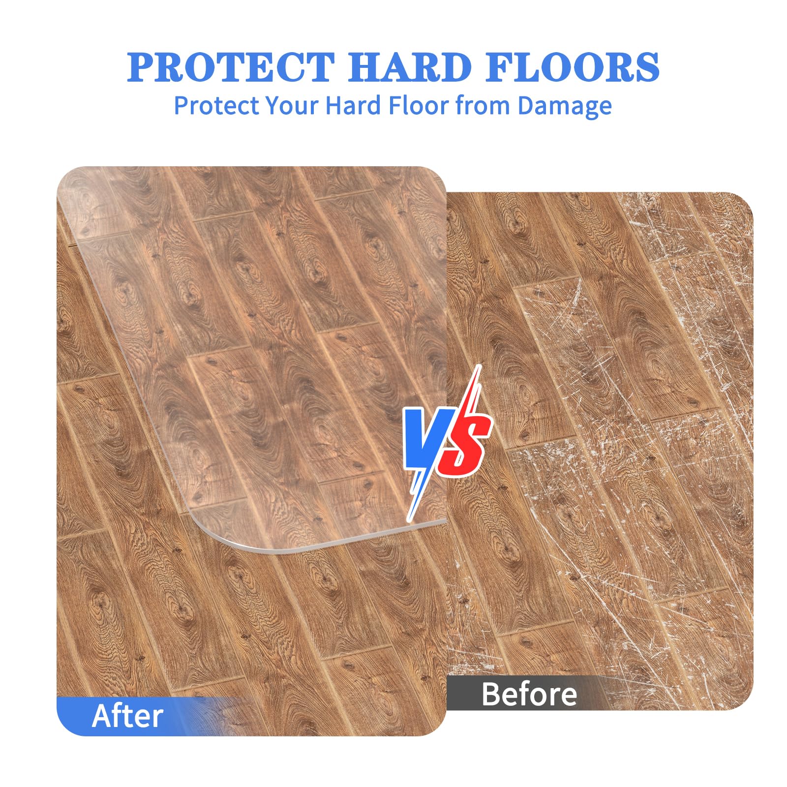WASJOYE Chair Mat for Hardwood Tile Floor, 36"x48" PVC Floor Protector Cover Rug Mat with Non-Slip Frosted Back, Heavy Duty for Home Office Computer Desk Rolling Chair, Easy Expanded