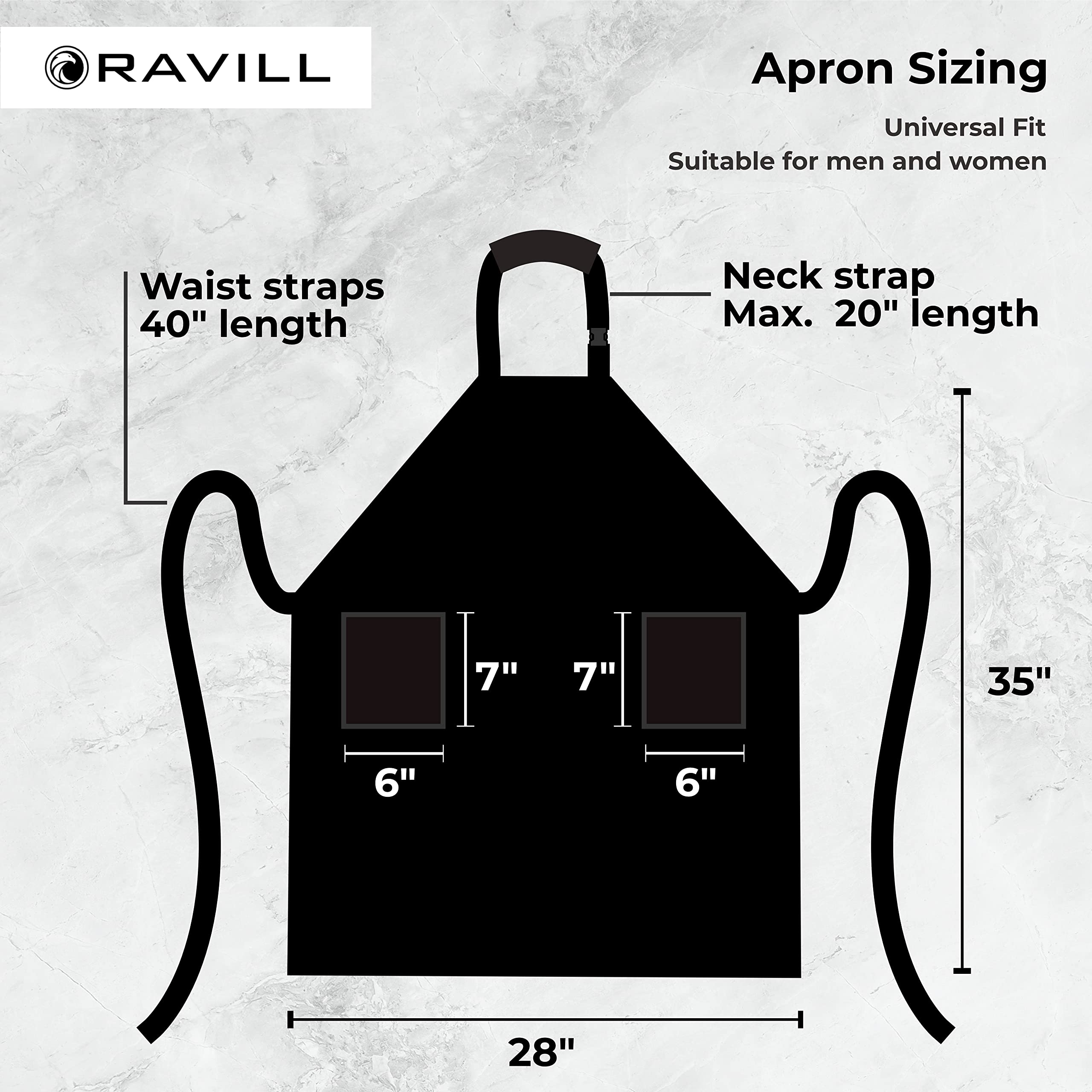 Waterproof Apron For Men and Women - 2 Pockets - Black - 2 Pack - 35" Multi Purpose Work Aprons for Dishwashing, Dog Grooming, Cleaning - Plastic Dishwasher Apron - Water Resistant Kitchen Apron