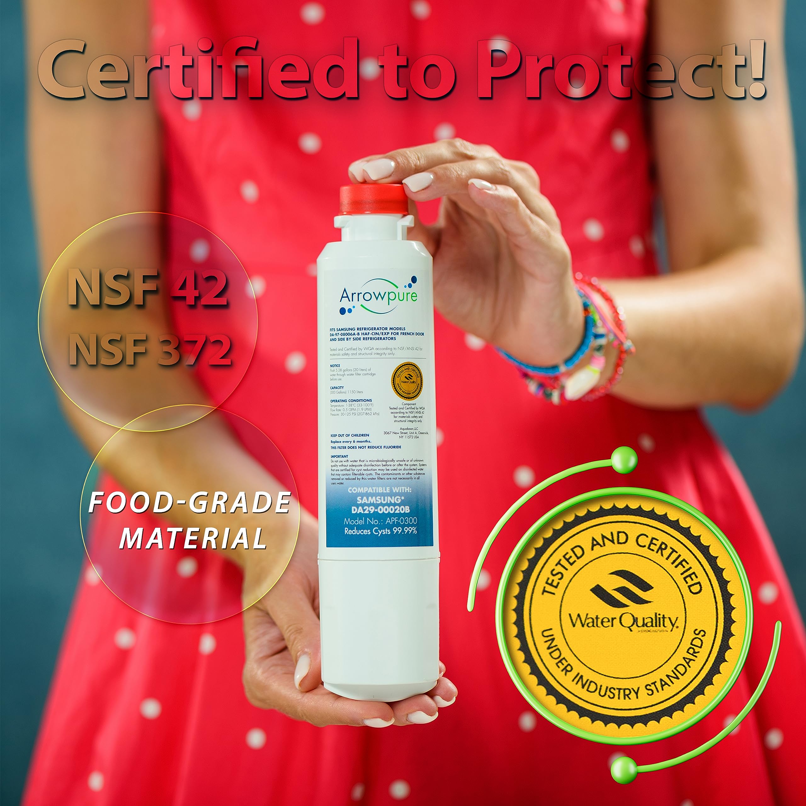 APF-0300 Fits Samsung Refrigerator Water Filter Replacement, DA29-00020B, HAF-CIN/EXP, FMS-2, RF28HMEDBSR, RF263BEAESR, RWF0700A, RF4287HARS, 3-Pack