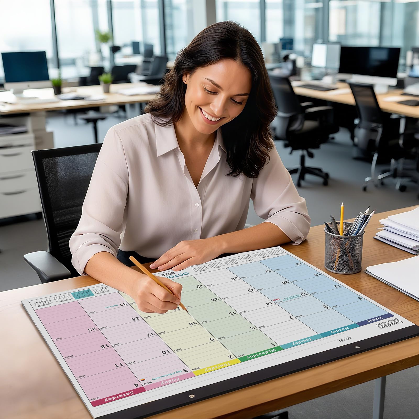 Calendarin Super Large Desk Calendar 2026 for Canada, 22x17 Inch 18-Month from August 2025 to January 2027, Color Coded Blocks, Thick Paper, Perfect as Family Personal Organizer for Home Office