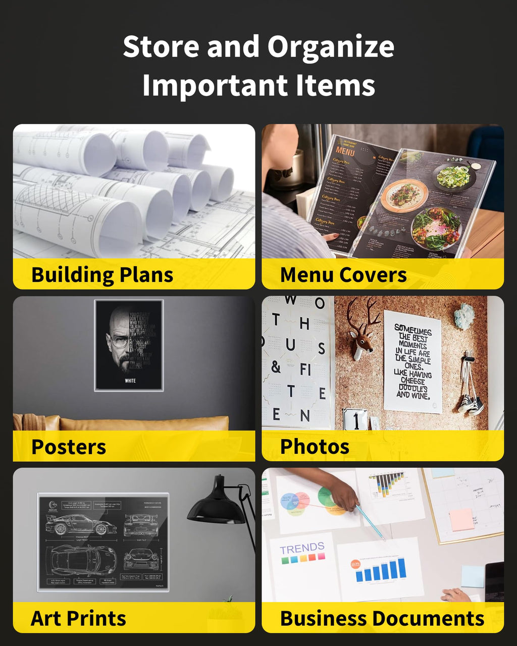 HYARUAT 8 x 10 Toploaders - Clear Rigid Plastic Sleeves (10 Pack), Hard Sheet Protectors for Photos, Posters & Birth Certificates