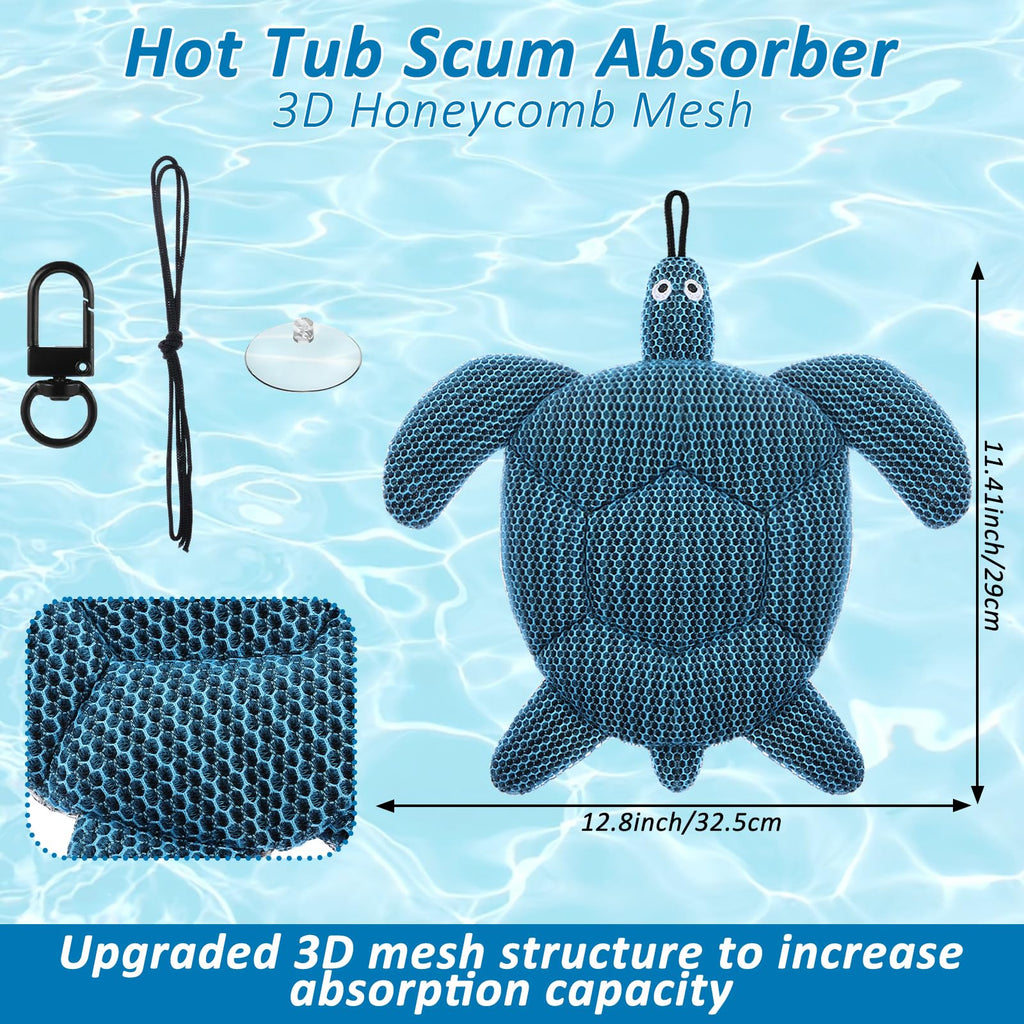 Hot Tub Scum Absorber, 2025 Upgrade Reusable Scum Turtle Hot Tub Absorber Accessories Hot Tub Sponge for Spa & Pool Cleaner, Hot Tub Oil Absorbing Keeps Water Clean