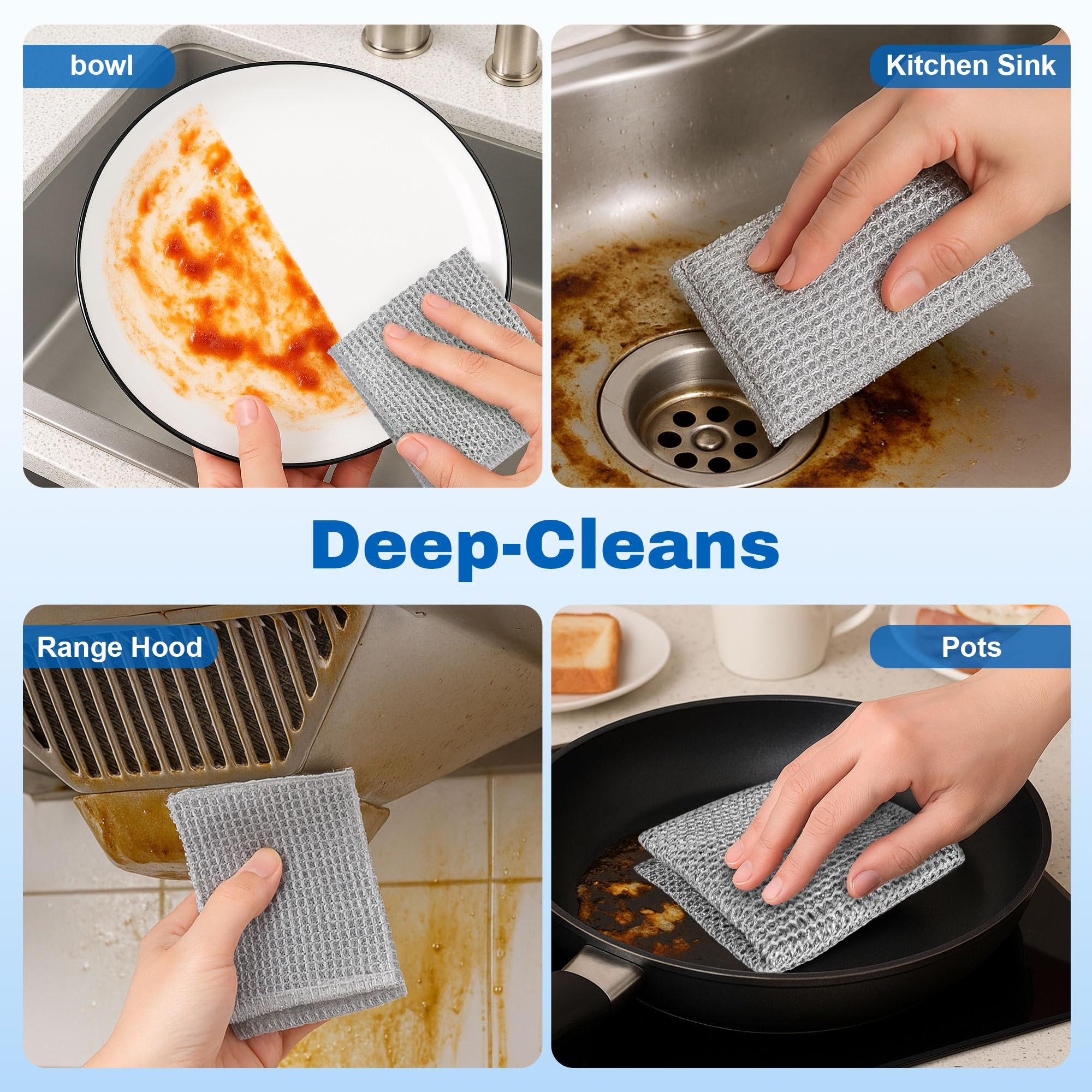 36 Pcs Cleaning Cloths for Wet & Dry, 20 x 20cm Non Scratch Steel Wire Dishwashing Rag, Double Sided Mesh Metal Dish Cloth, Multipurpose Wire Miracle Cleaning Cloths for Kitchen, Cookware, Dishes
