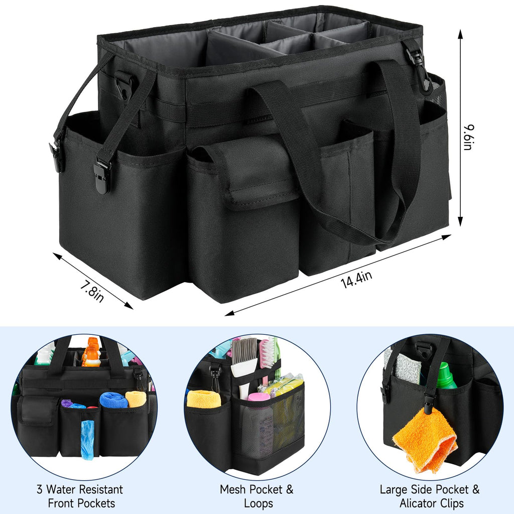 ZIOZERTT Cleaning Caddy Bag for Housekeepers with Handle,Black