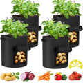 Potato Grow Bags 10 Gallon 4 Pack Fabric Pots Thickened Nonwoven Grow Bags with Reinforced Handles Garden Planting Bags for Tomato Vegetables Fruits Garden Pots Outdoor Indoor(14" Dia x 18" H)