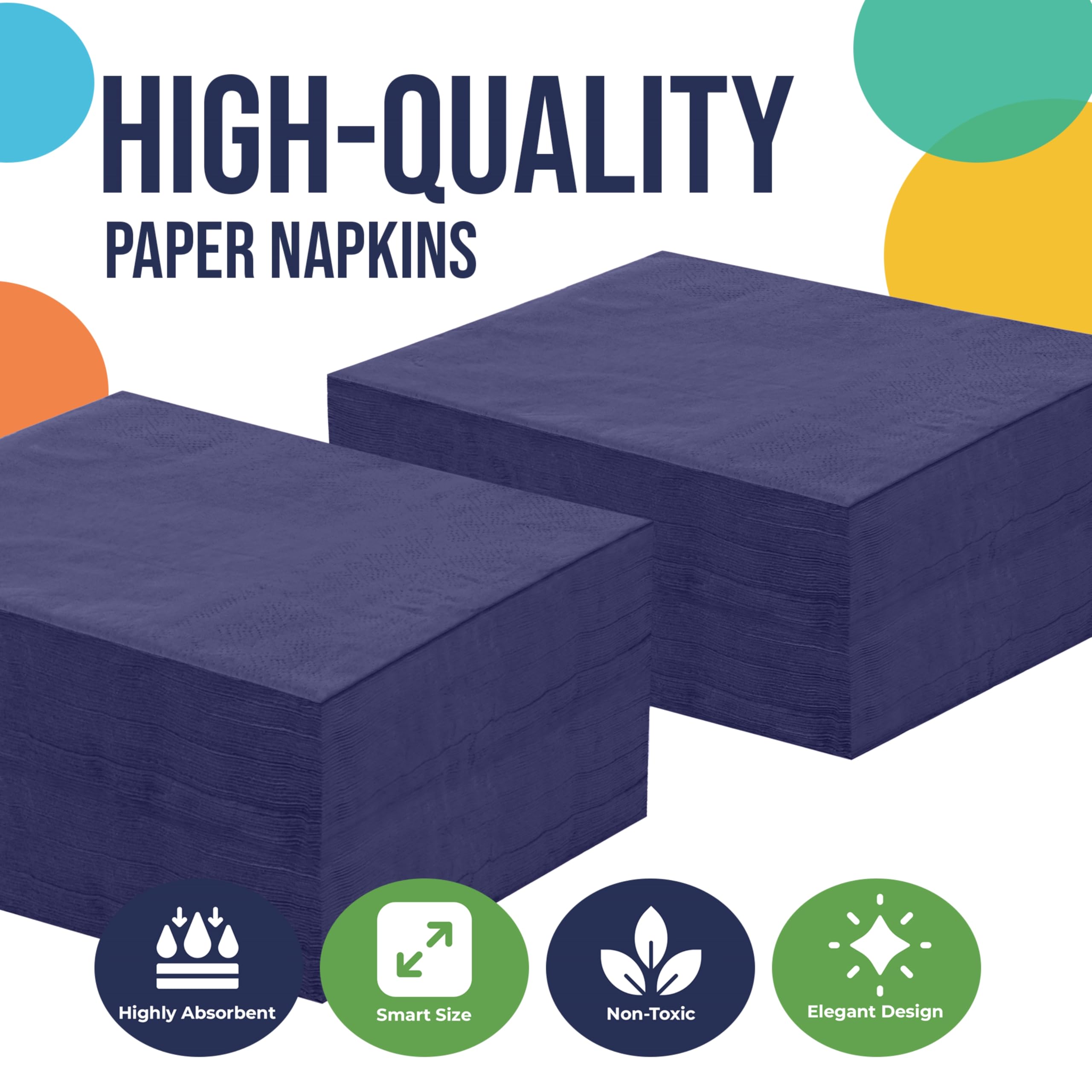 Exquisite 50 Pack Dark Purple Paper Napkins, 2 Ply Disposable Luncheon Napkins, Perfect for Weddings, Birthdays, and Everyday Use