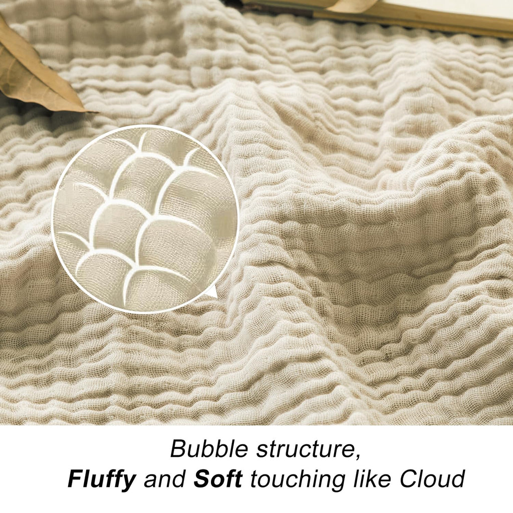 EMME Cotton Throw Blanket Gifts for Women 100% Muslin for Couch Breathable Gauze All Season Soft and Lightweight Pre-Washed（Throw XL 50"x71"）