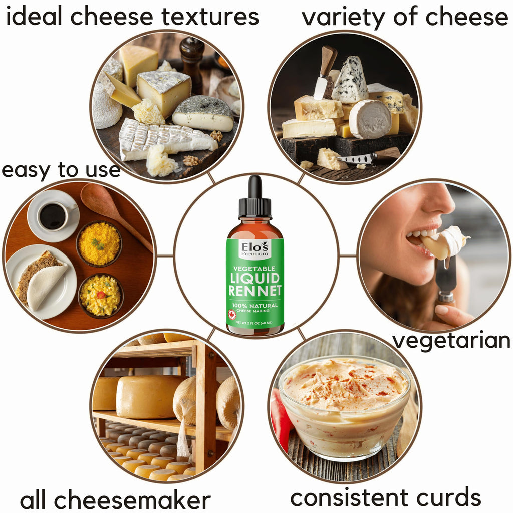Vegetable Liquid Rennet 2 fl oz – 100% Natural and Non-GMO Coagulant for Cheese Making and Culinary Use BY ELO’S PREMIUM
