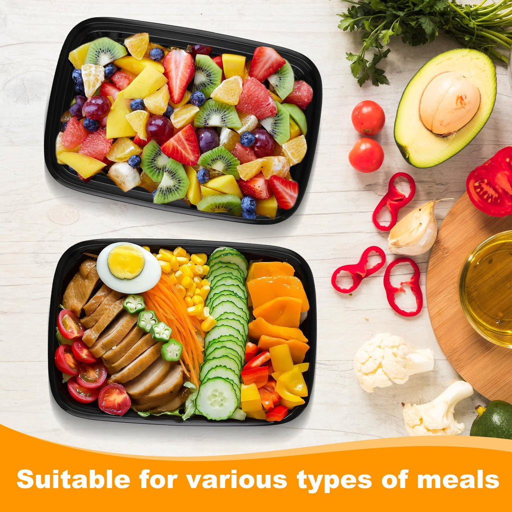 28oz Plastic Meal Prep Containers with Lids, 25 Pack Leakproof Food Prep Containers, Stackable BPA-Free Take Out Food Containers for Restaurant, Kitchen, Microwave/Dishwasher Safe