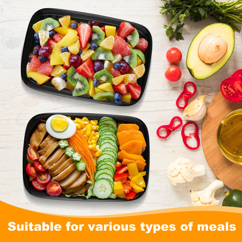 28oz Plastic Meal Prep Containers with Lids, 25 Pack Leakproof Food Prep Containers, Stackable BPA-Free Take Out Food Containers for Restaurant, Kitchen, Microwave/Dishwasher Safe