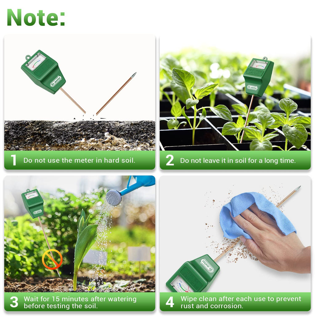Soil Moisture Meter, Dr.meter 2 Pack Moisture Meter for Plants, Great for Garden Lawn Farm Indoor & Outdoor Use, Soil Tester Hygrometer Sensor for House Plants, Gardening Gifts, No Battery Needed