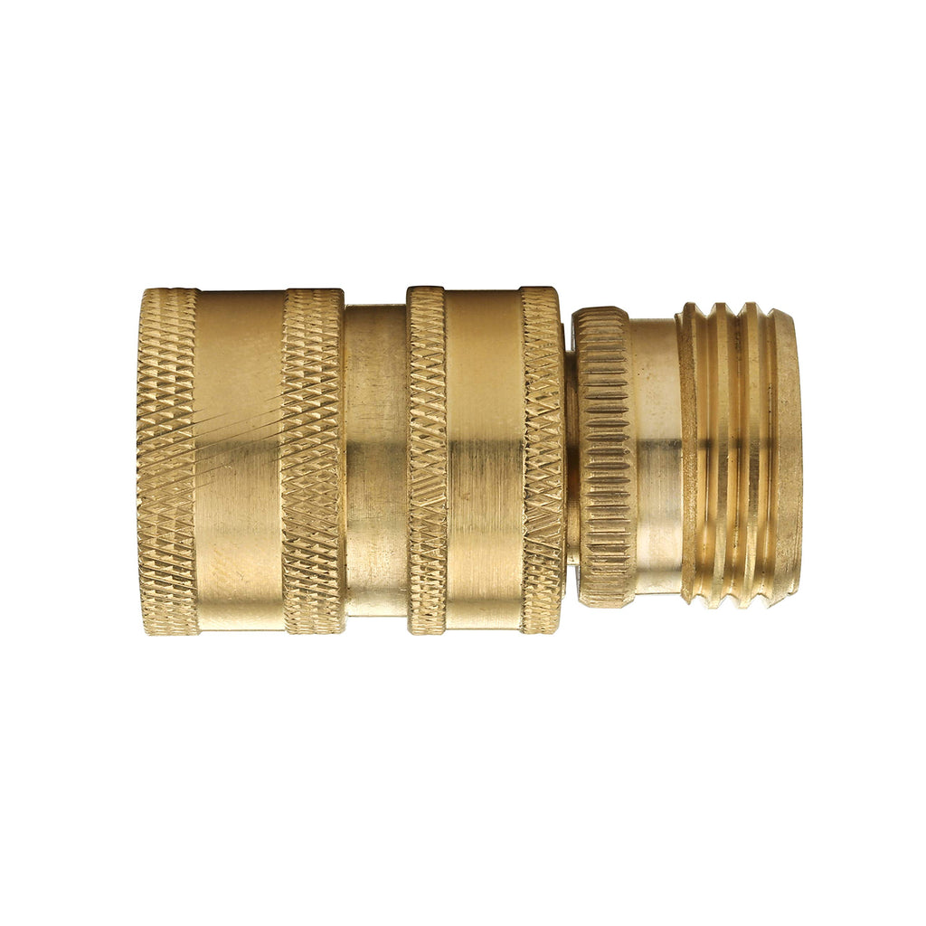 M MINGLE Garden Hose Quick Connect Fittings, 3/4 Inch GHT Solid Brass, Quick Connector Set, 2-Pack