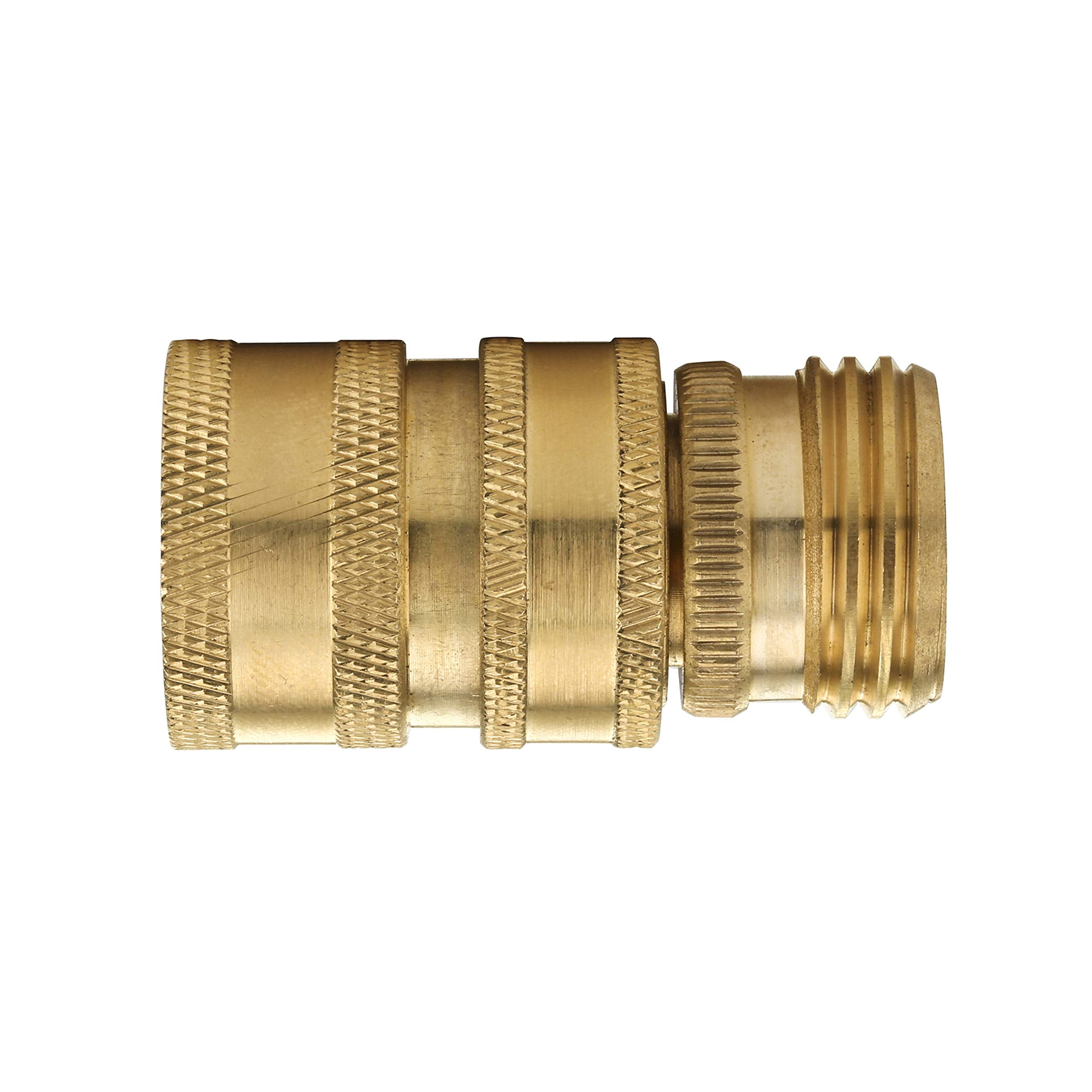M MINGLE Garden Hose Quick Connect Fittings, 3/4 Inch GHT Solid Brass, Quick Connector Set, 2-Pack