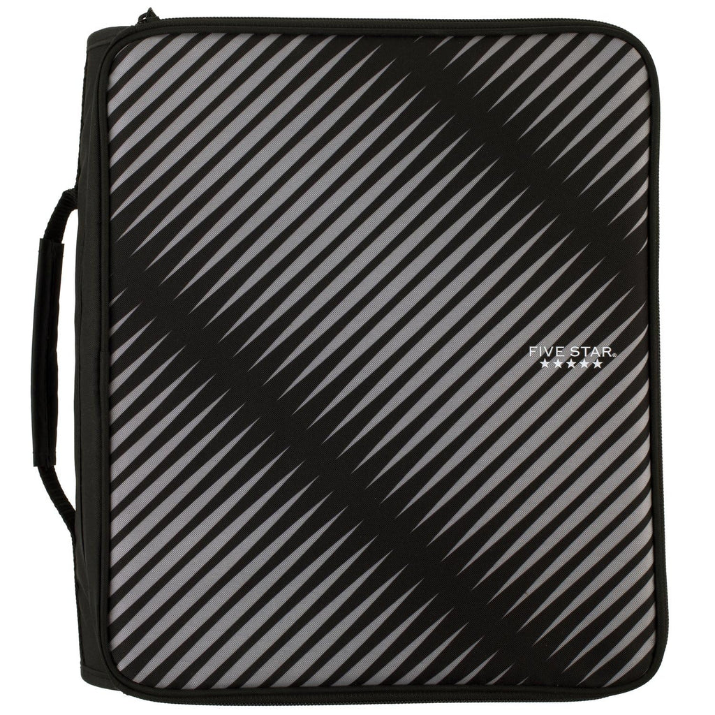 Five Star Zipper Binder, 2 Inch 3 Ring Binder, 6-Pocket Expanding File, Durable, Black (72536)