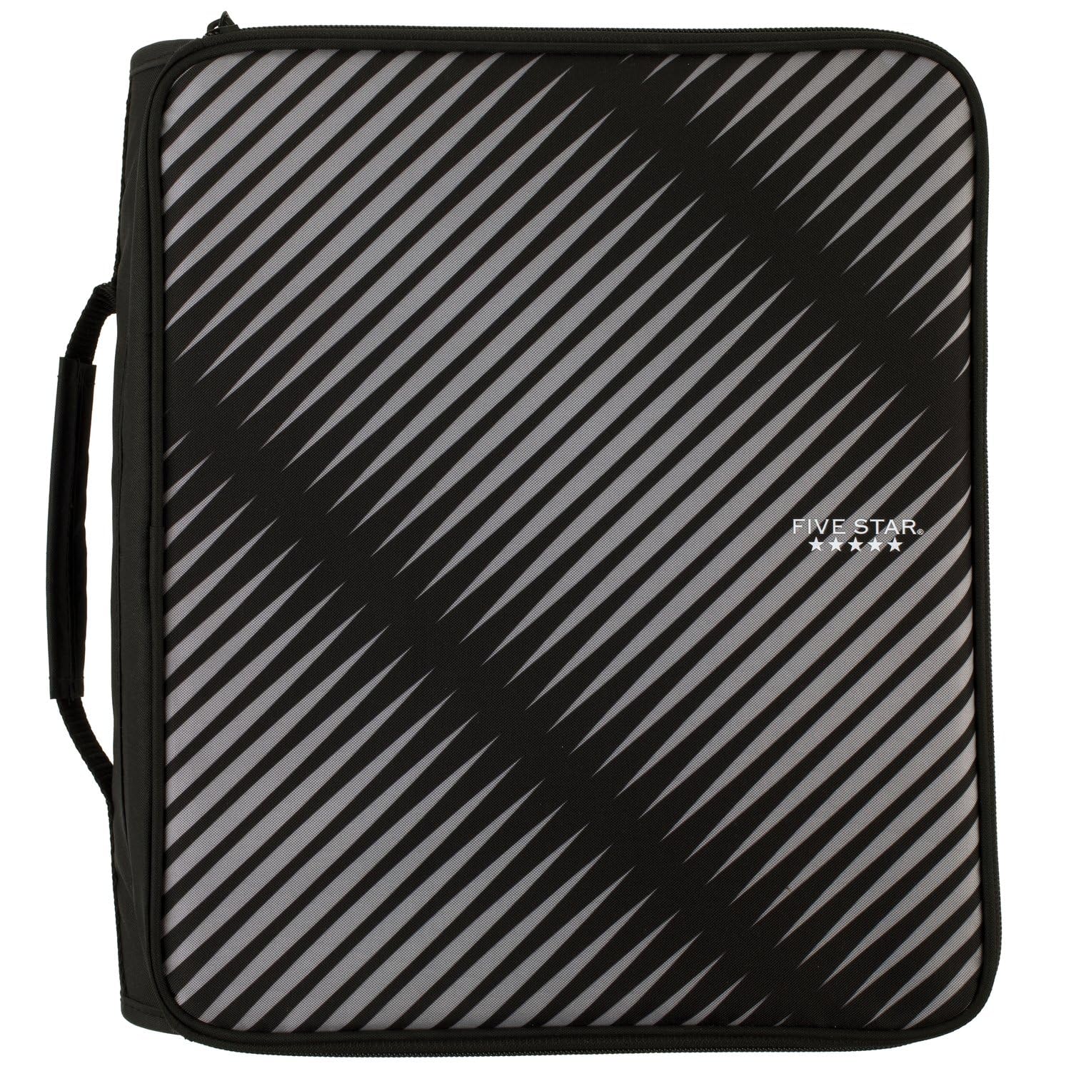 Five Star Zipper Binder, 2 Inch 3 Ring Binder, 6-Pocket Expanding File, Durable, Black (72536)