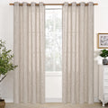 YoungsTex Natural Linen Curtains 84 Inch Long for Living Room Bedroom Grommet Top Light Filtering Privacy Linen Textured Window Semi Sheer Drapes, 2 Panels, 52x84 Inch, Natural