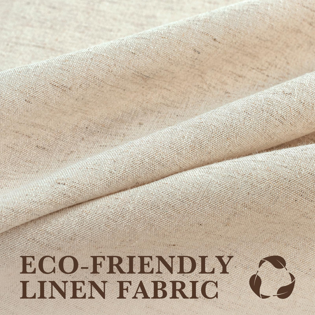 Linen Shower Curtain Beige 72x72 Inches, Rustic Farmhouse Fabric Shower Curtain Waterproof for Bathroom with Hooks Heavy Duty (Natural)