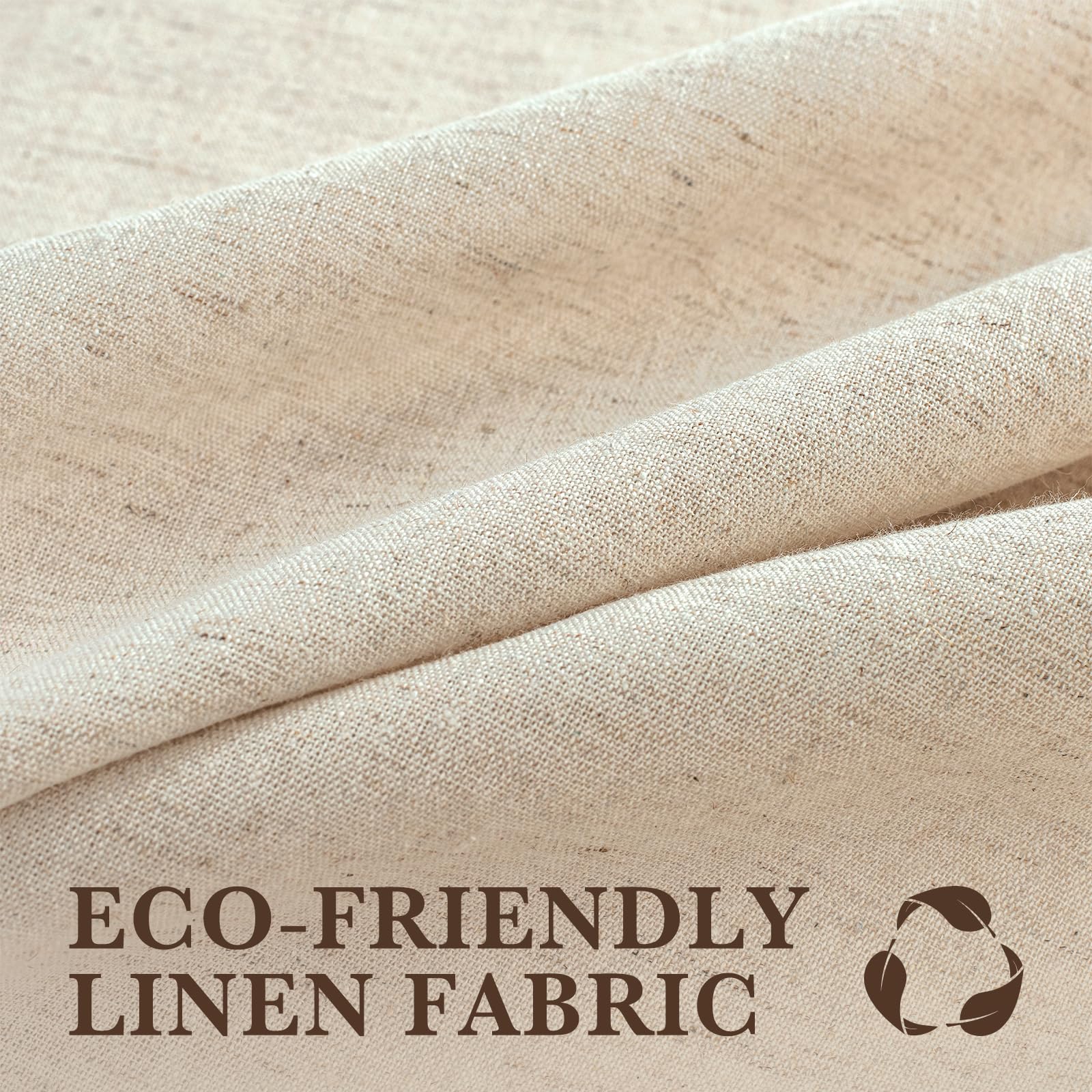 Linen Shower Curtain Beige 72x72 Inches, Rustic Farmhouse Fabric Shower Curtain Waterproof for Bathroom with Hooks Heavy Duty (Natural)