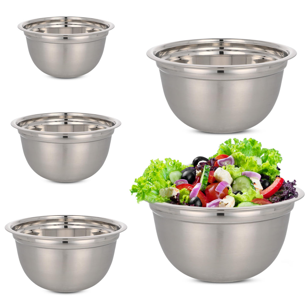 EHOMEA2Z Stainless Steel Mixing Bowls Set, Deep Mixing Bowls,Durable, Stackable,Food-Grade Safe,Rust and Corrosion Resistant Mixing Bowls Stainless Steel,Food Prep (5Pc Set)
