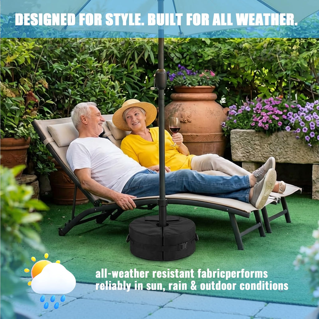 MTSBDM 18" Round Umbrella Base Weight Bag with Side-Slot Opening – Fits Offset, Cantilever, Flagpole & Outdoor Patio Umbrella Stands – Portable, Easy Fill & Install – Weather Resistant