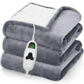 Heated Blanket Electric Blanket Throw,50“ x 60” Heating Blanket,Thick Warming Plush Electric Lap Sherpa Gifts for Women,Mom,Grandma with 5-Position Timer &10 Heating Levels,Grey