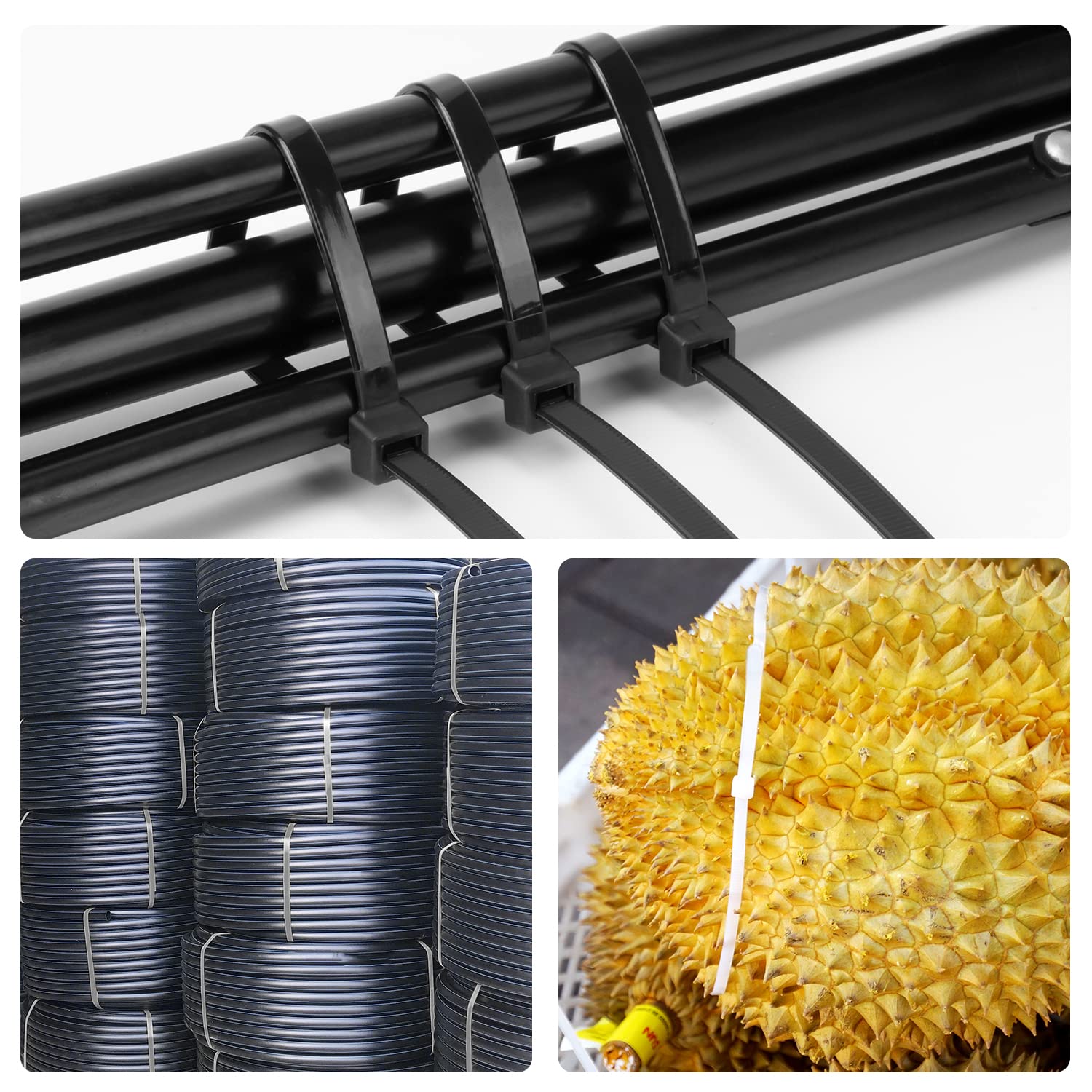 Armpow 18 inch Black Zip Ties Heavy Duty 100 Pack, 200 LBS Ultra Exclusive Strong Plastic Wire Ties, Large Cable Ties Extra Long Tie Wraps, Indoor and Outdoor UV Resistant