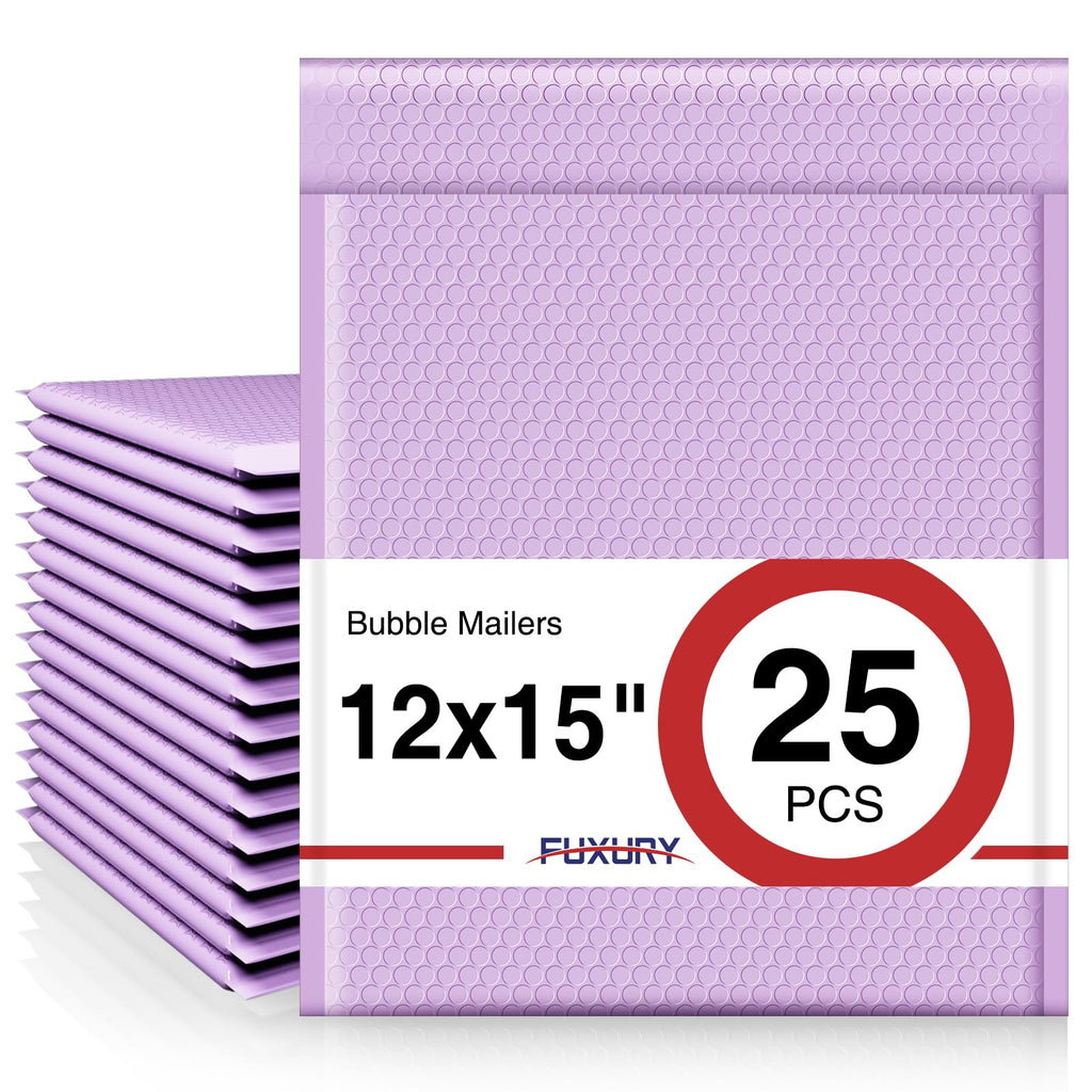 Fuxury Bubble Mailers 12x15" Lavender Purple Padded Envelopes 25 Pack Large Bubble Mailer Strong Adhesion Padded Mailer,Self-Seal Envelope for Mailing Small Business,Magazine, Clothing.