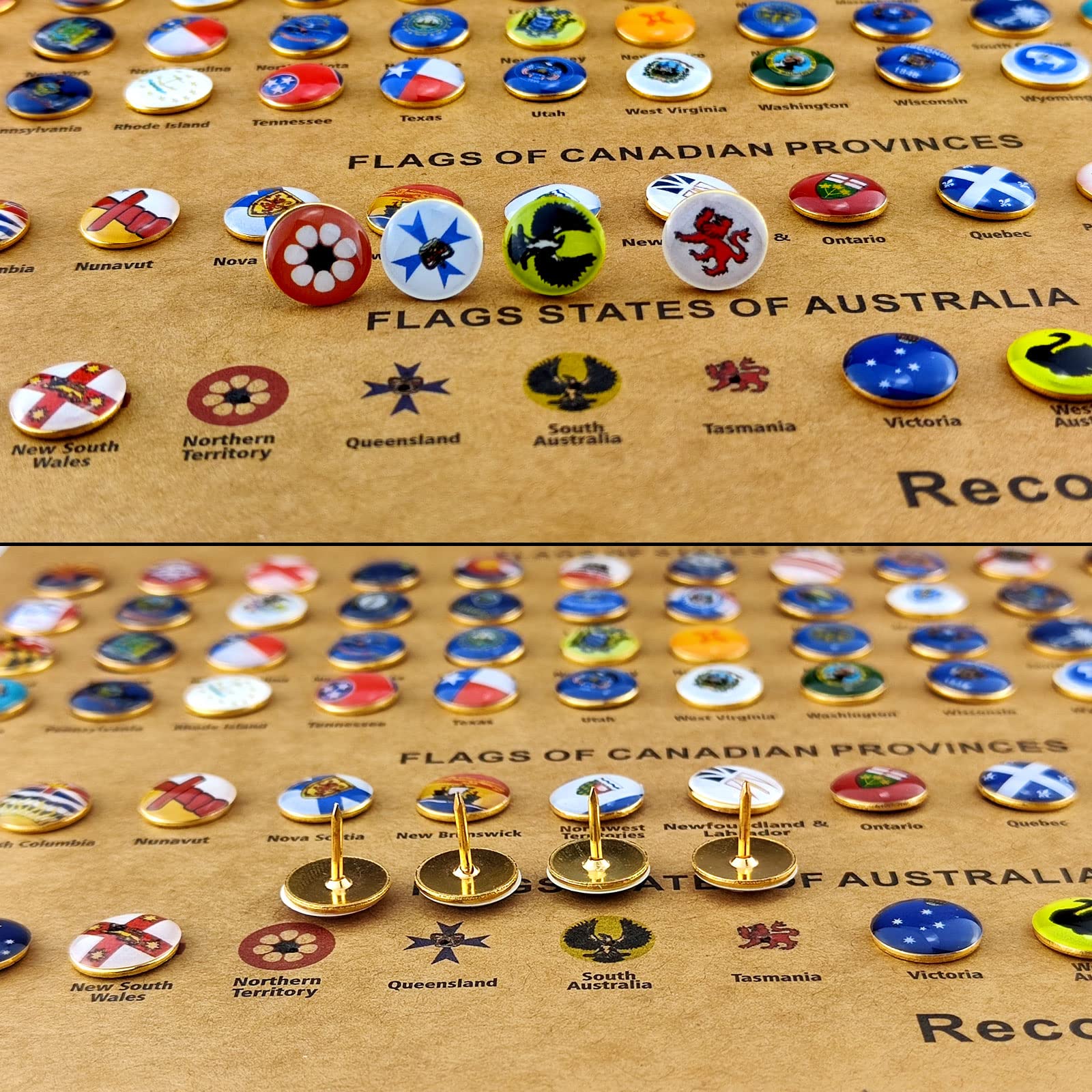Flylin 291 Pcs National Flag Decorative Push Pins, Steel Push Pins for School Home Office, Modern Style, Flag Color