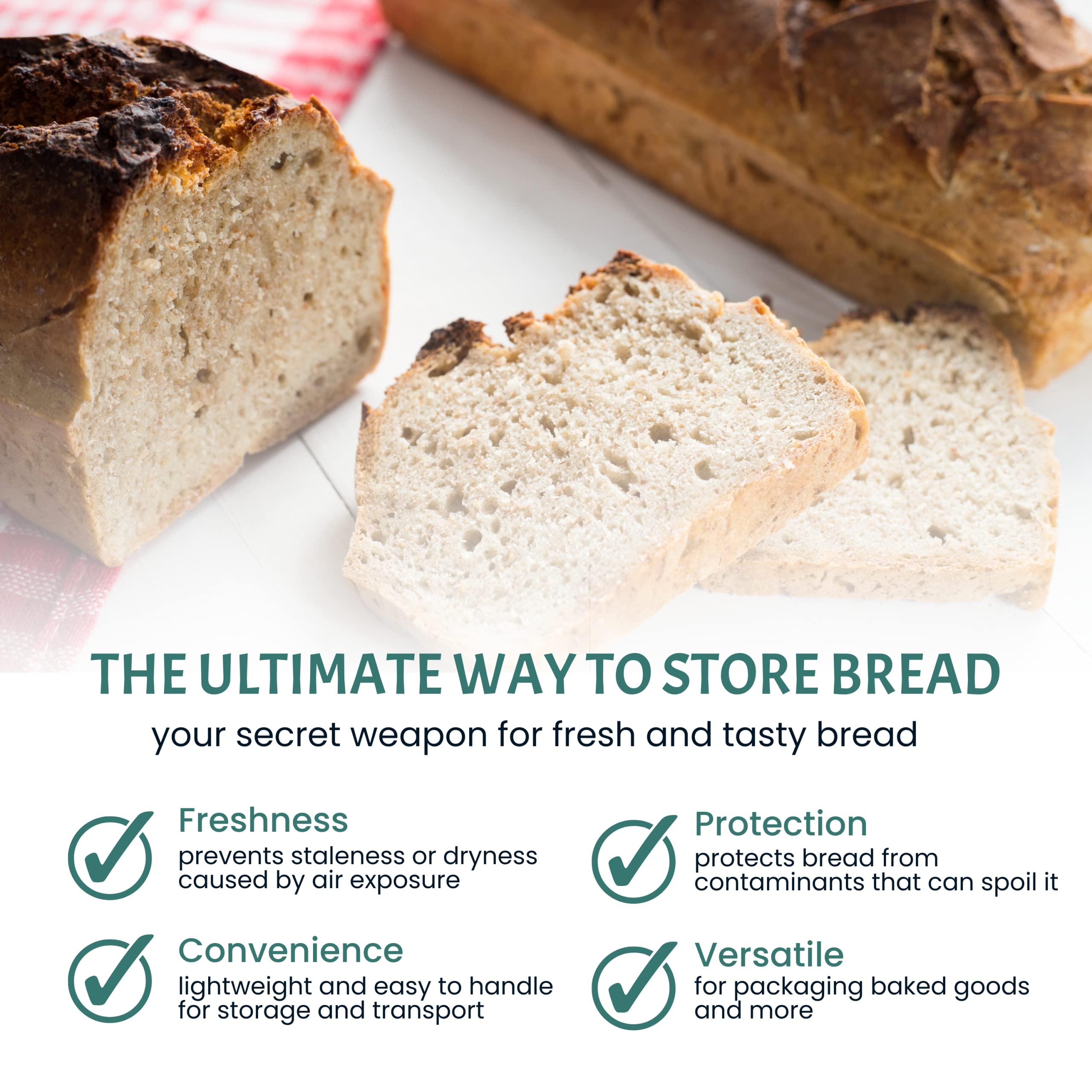 Reusable Bread Bags for Homemade Bread - 100 Pack Plastic Bread Bags with Ties For An Airtight Moisture-free Preservation and Storage - Loaf Home Bakers Bakery Owners