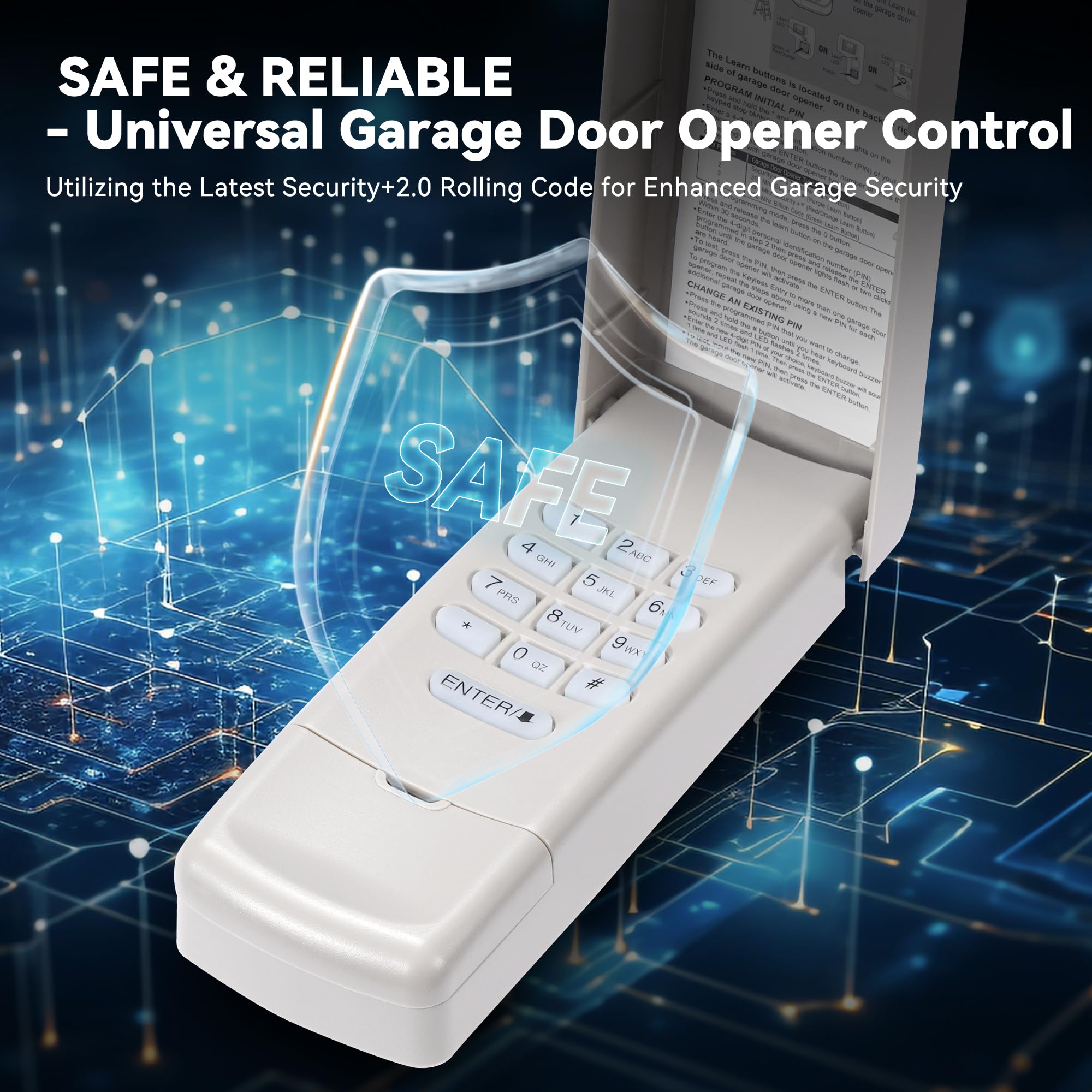 877MAX Universal Wireless Keyless Keypad for Chamberlain/Liftmaster/Craftsman Garage Door Openers - Compatible with Yellow/Purple/Red/Orange/Green Learn Buttons (315/390 MHz)