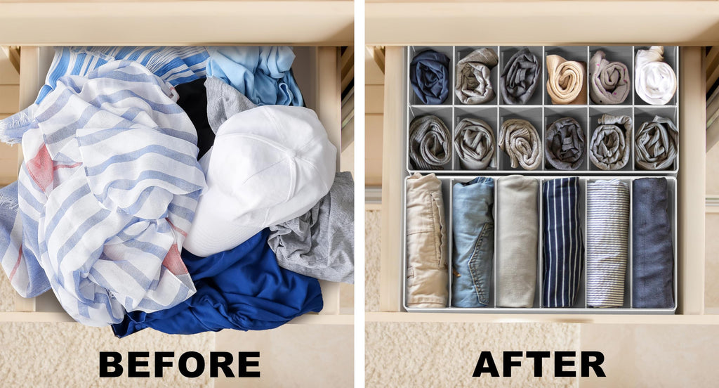 Simple Houseware 7 Pack Closet Drawer Organizer for Underwear, Socks, Bra, Scarf, Tie, Grey