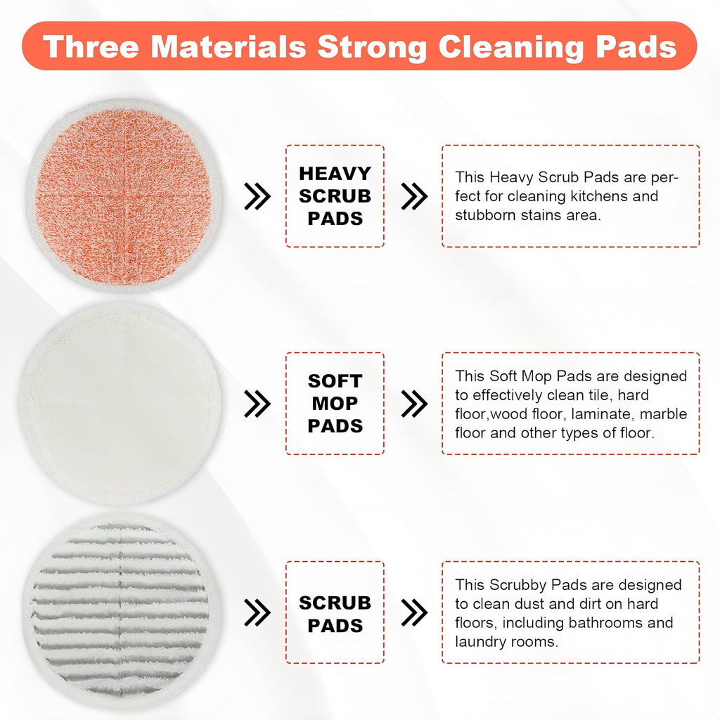 12 Pack Mop Pads Fit for Bissell Spinwave 2039A, 2039, 20391, 20395, 2039H, 2039Q, 2039T, 2039W, 20399, 20393, 2124,23157 Hard Floor Mop Refill Heavy Scrub Pad for Electric Mop 8.27 Inch